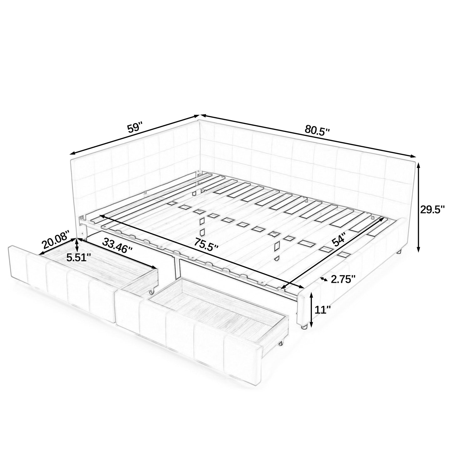 Full Size Storage Upholstered Tufted Bed Frame, Sofa Bed Frame with Comfortable Backrest and Armrests, Full Size Bed for Bedroom, Living Room,Velvet, BEIGE(80.5''*59''*29.5'')