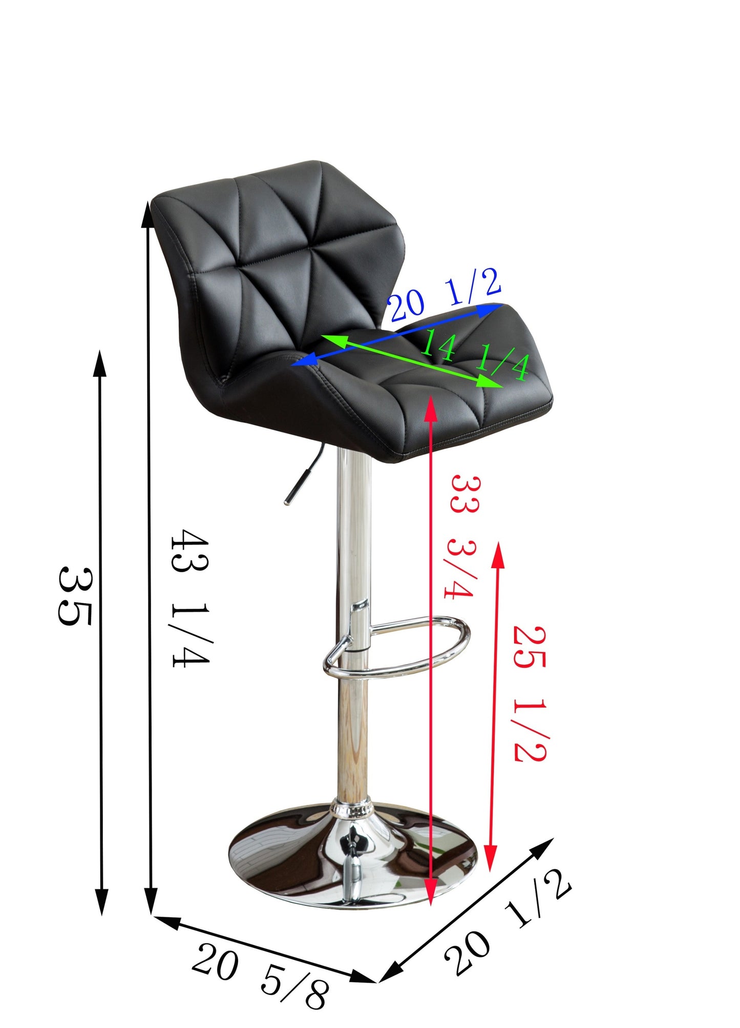 Glasgow Contemporary Tufted Adjustable Height Hidraulic Bar Stools, Set of 2, Blue