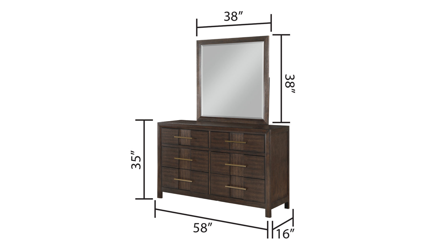 Modern Style 6-Drawer Dresser Made with Wood in Walnut