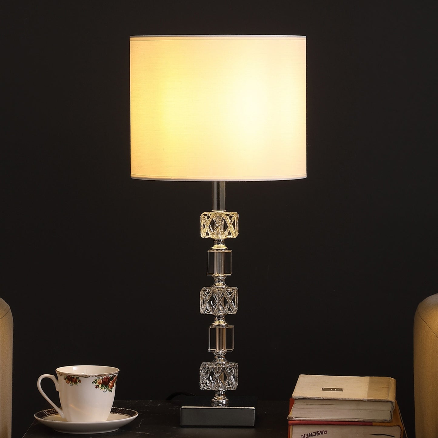 19.75" In Jules Solid Prism Crystal Cubes Orb Table Lamp