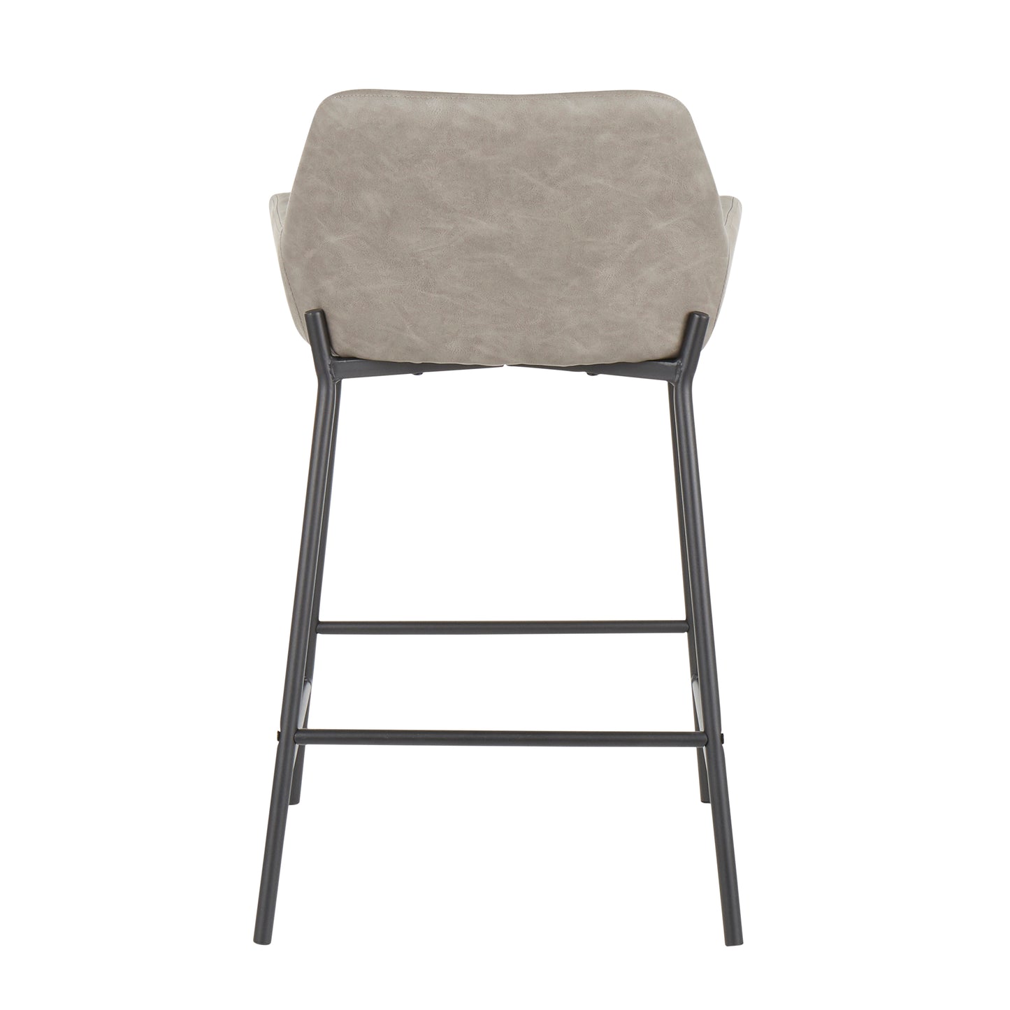 Daniella Industrial Counter Stool in Black Metal and Grey Faux Leather by LumiSource - Set of 2