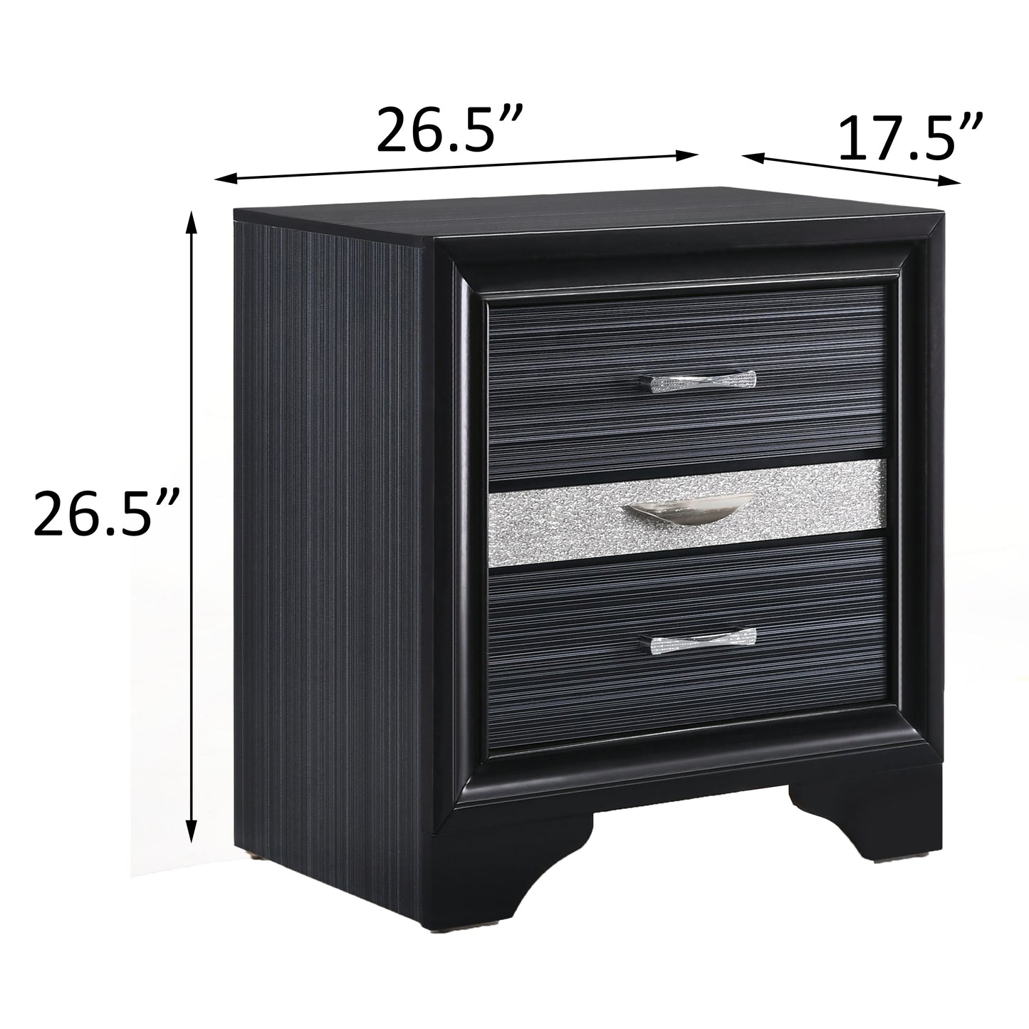Black 3-drawer Nightstand