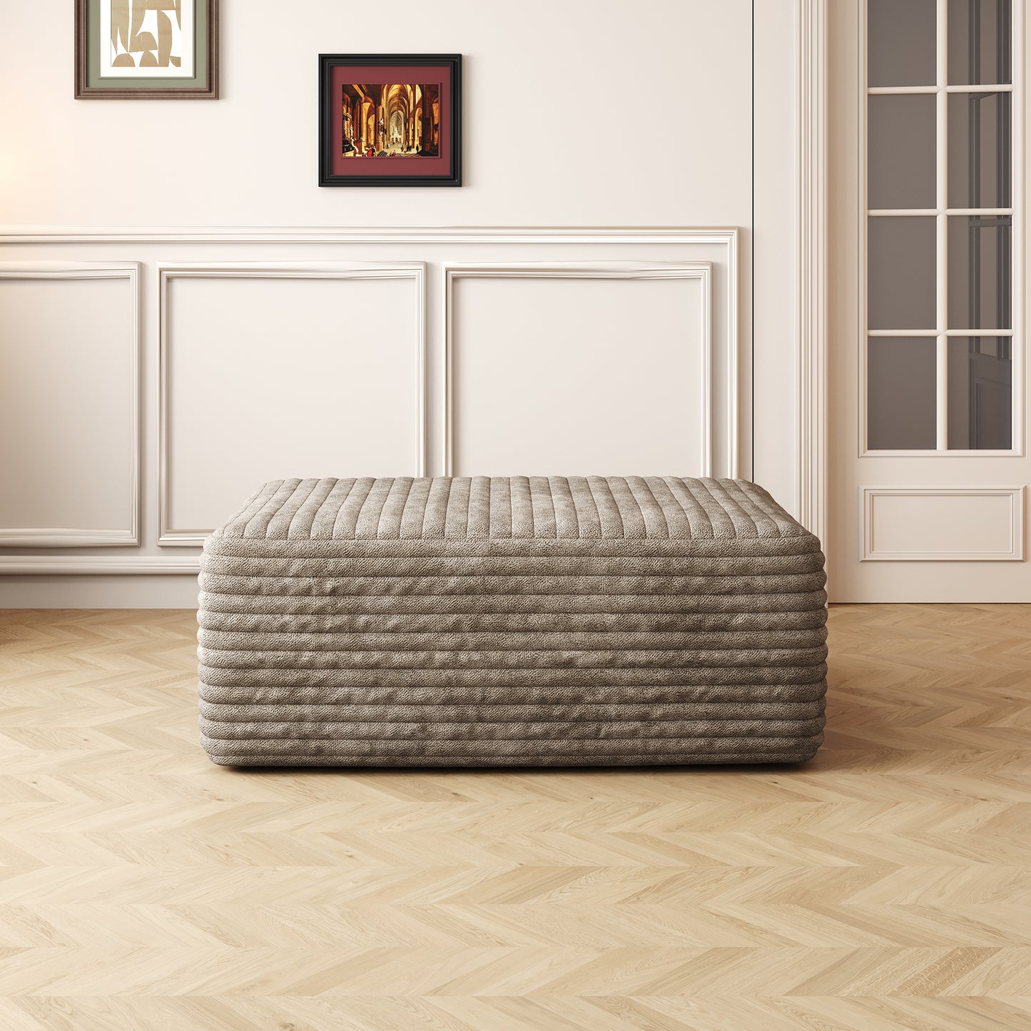 37.40'Sofa ottoman ,No Assembly Required,Camel(Plush Corduroy Fabric)