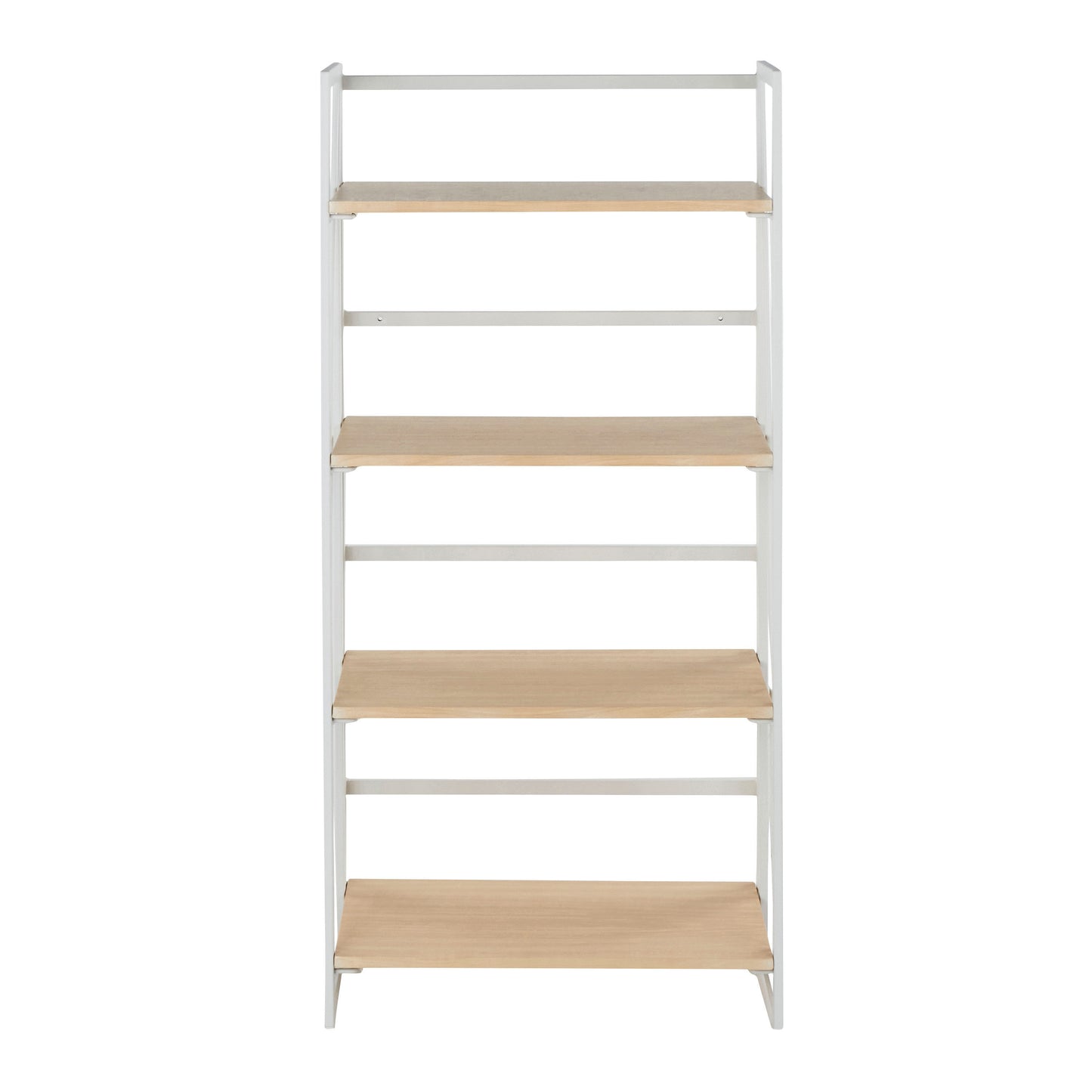 Dakota Contemporary Bookcase in White Painted Metal and Natural Wood by LumiSource