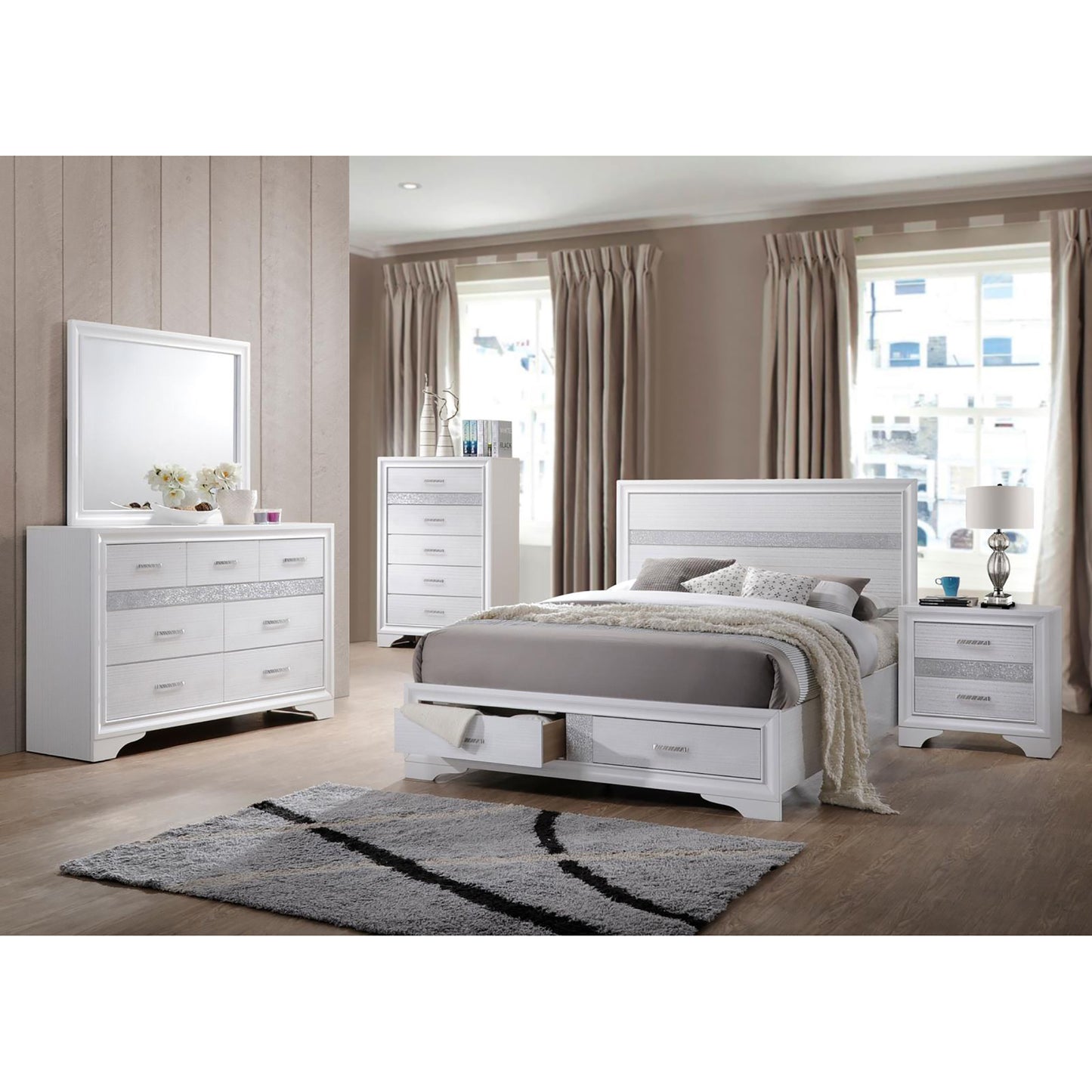 White 2-drawer Nightstand with Hidden Jewelry Tray