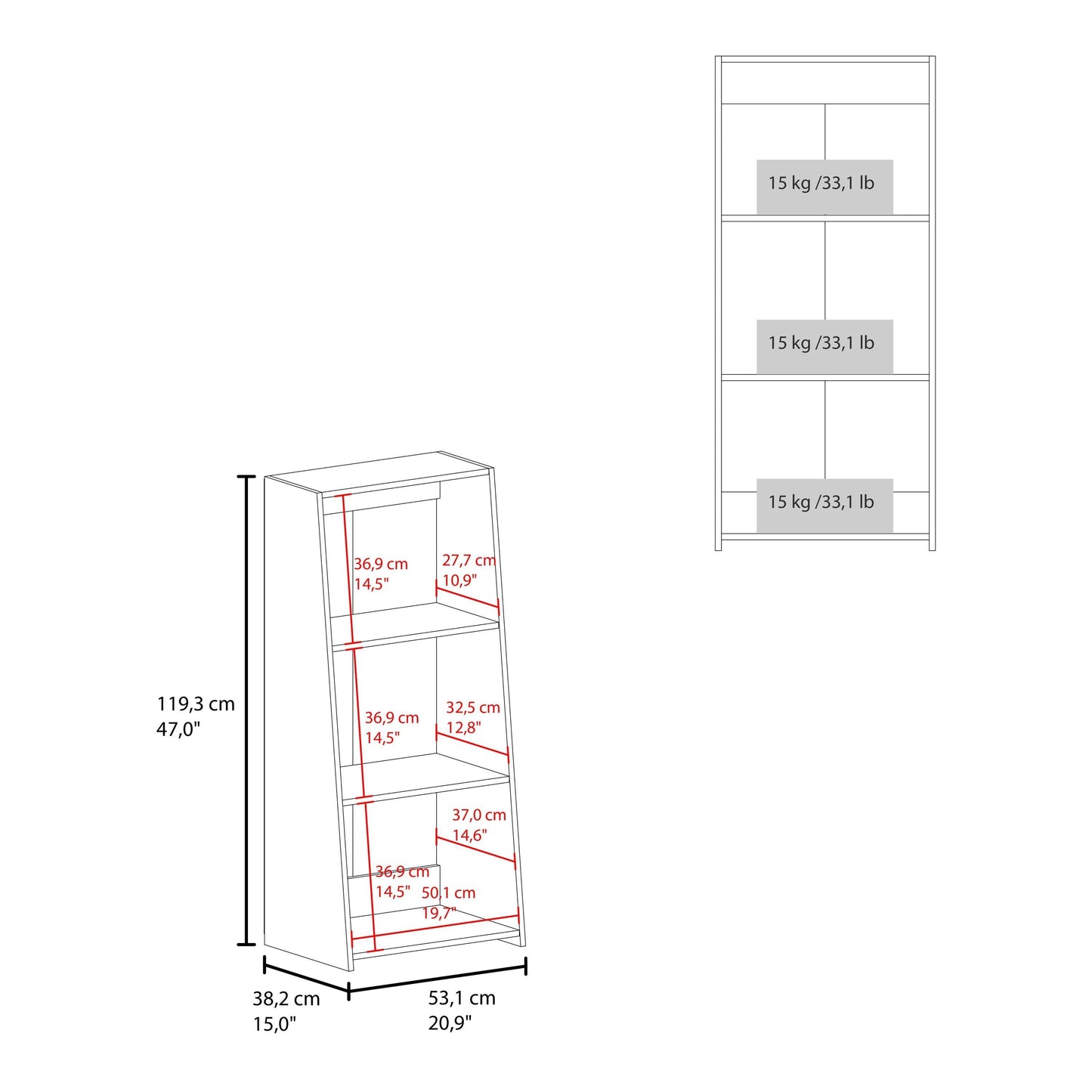 White Bookcase with Three Shelf
