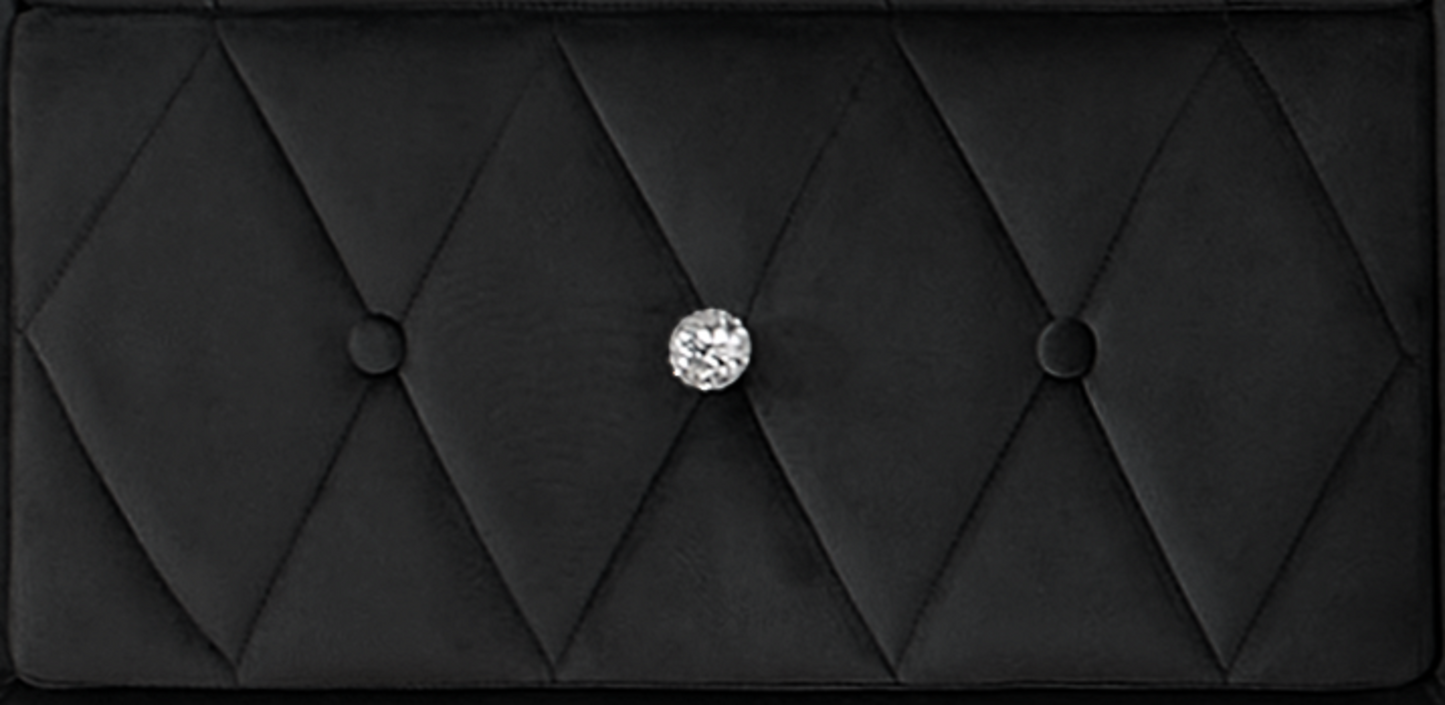 1pc Faux Marble Top Nightstand 2- Drawers Storage Gray Finish Button Tufted Faux Crystal Tufted