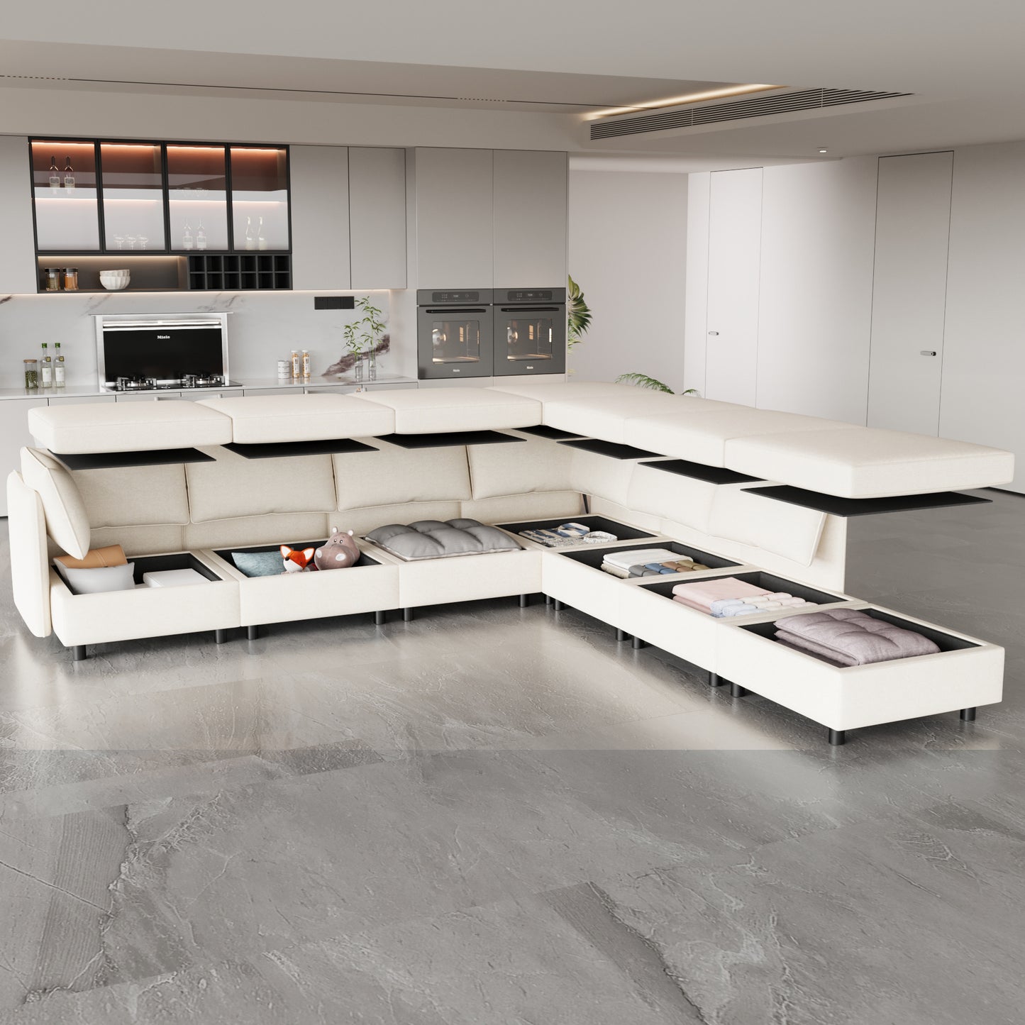 Modular Sectional Sofa, Convertible Sofa Seat With Storage, Sets Including Three seater Sofa & Couches,Loveseat and Single Chair (1+2+3 Seat) for Living Room