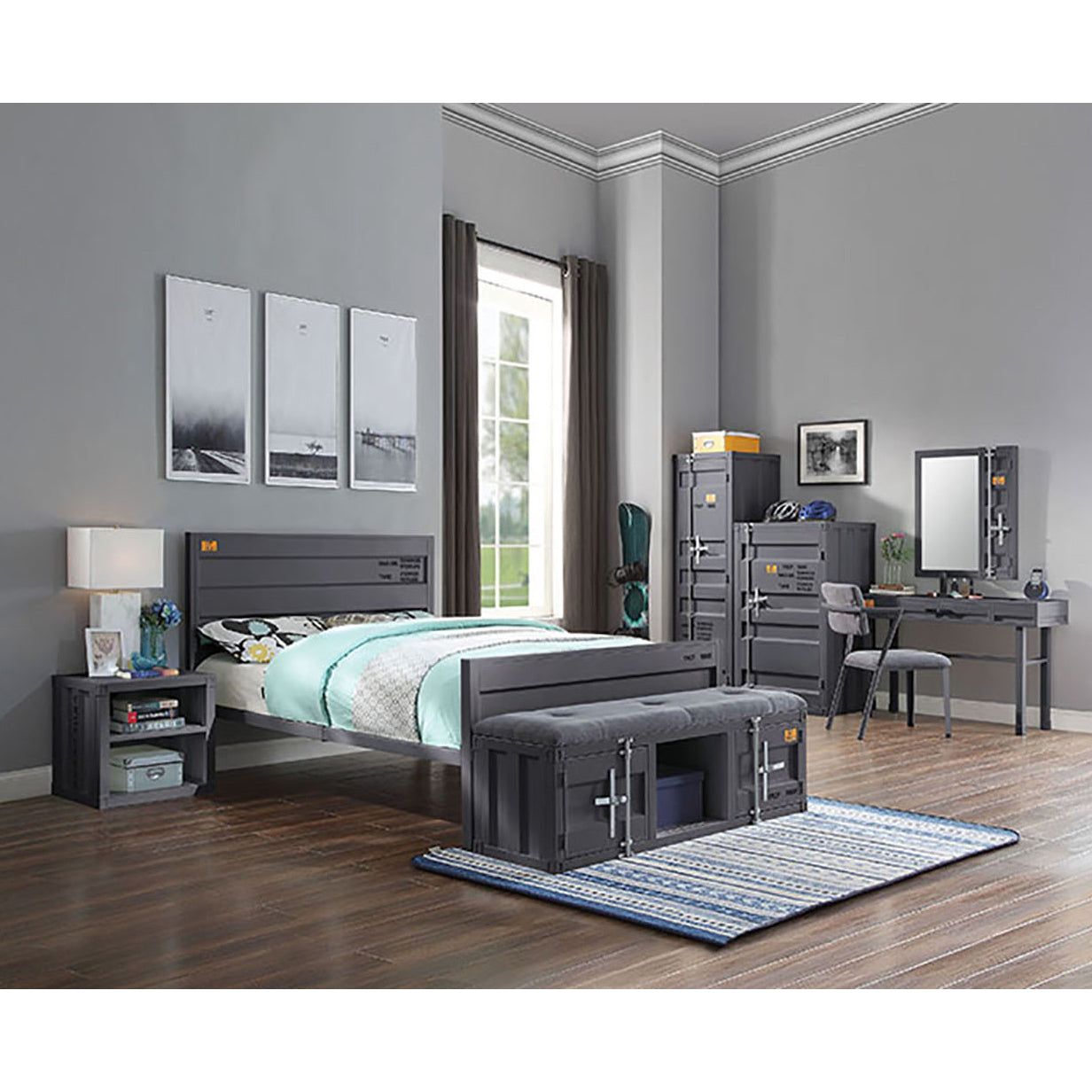 Gunmetal Twin Platform Bed