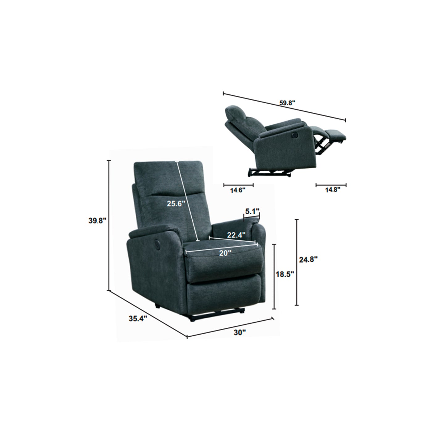 Recliner Chair With Power function easy control big stocks , Recliner Single Chair For Living Room , Bed Room