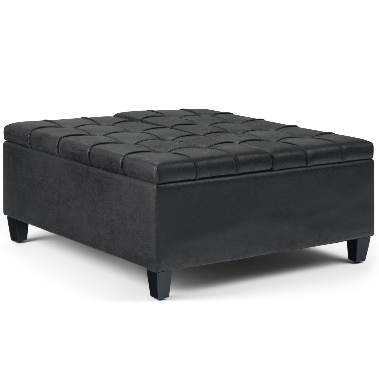 Harrison - Coffee Table Storage Ottoman - Distressed Black
