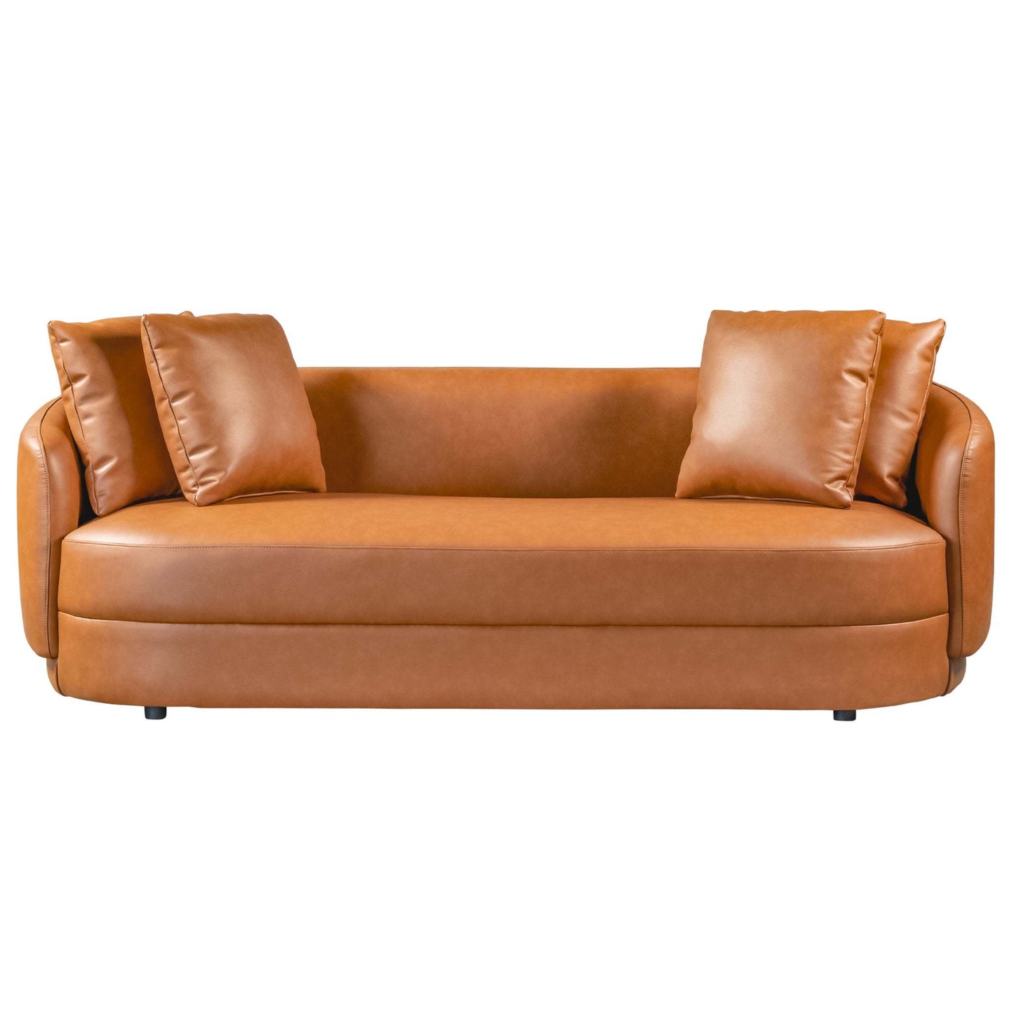 Dylan Modern Cognac Leather Sofa with Composite Leather and Eucalyptus Frame, 85'W