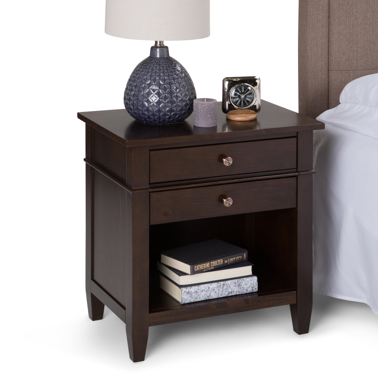 Carlton - Bedside Table - Dark Tobacco Brown