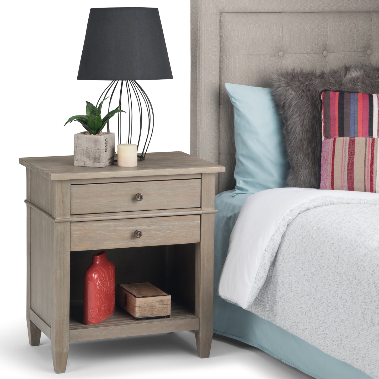 Carlton - Bedside Table - Distressed Grey
