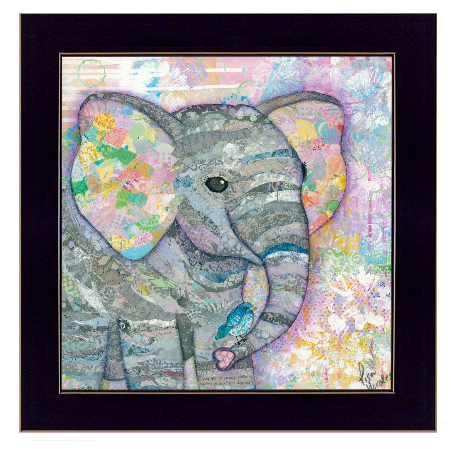 'Elephant I' By Lisa Morales, Ready to Hang Framed Print, Black Frame