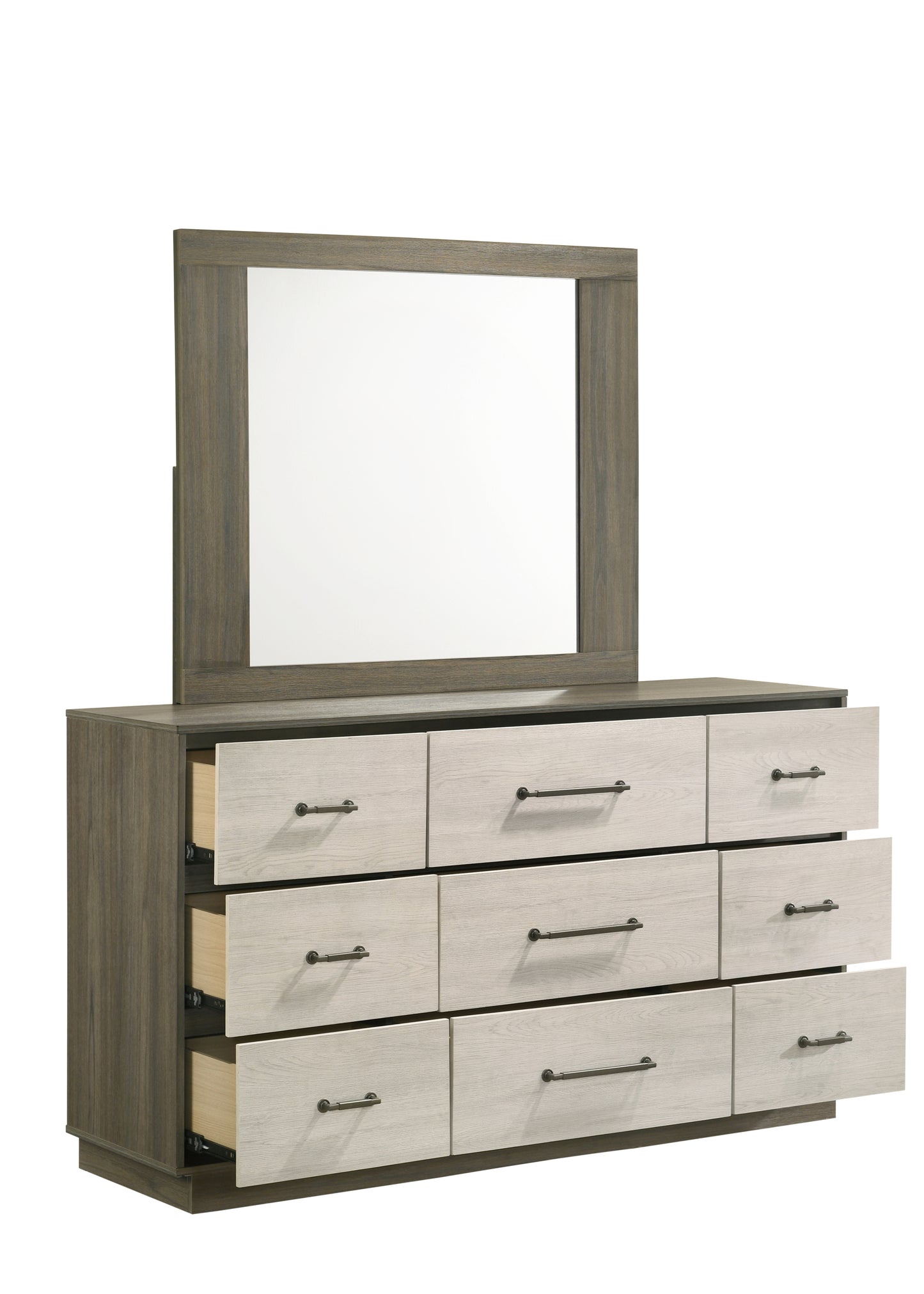 Gem Modern Style 9- Drawer Dresser Made with Wood in Beige & Brown