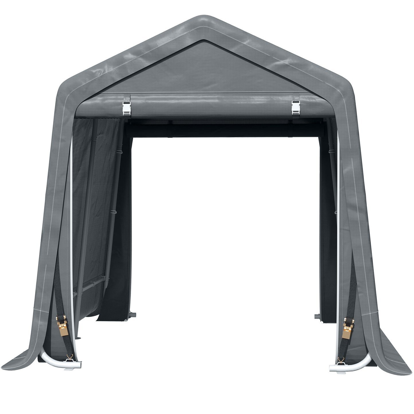 Outsunny 9' x 8' Carport Portable Garage, Heavy Duty Storage Tent, Patio Storage Shelter w/ Anti-UV PE Cover and Double Zipper Doors, for Motorcycle Bike Garden Tools, Dark Gray