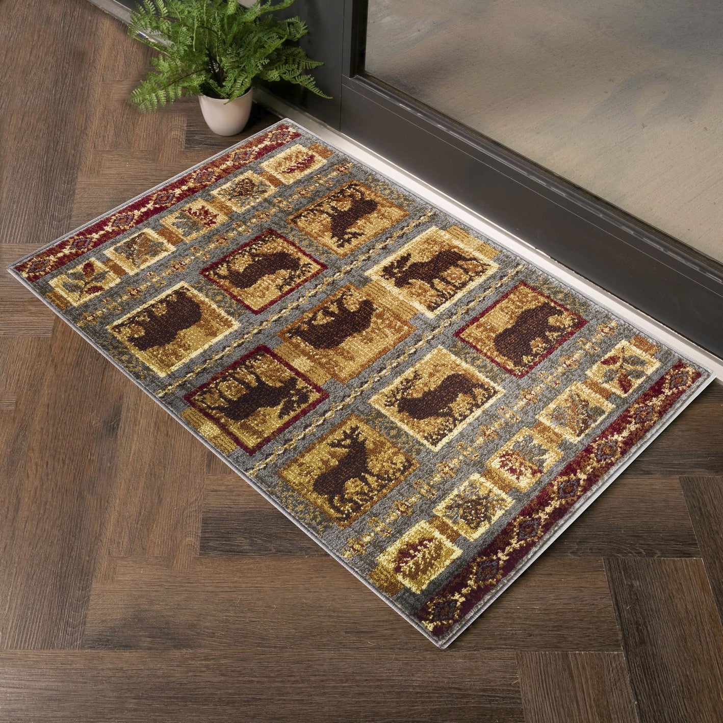 Nature's Nest GC_CBL3004 Multi 5 ft. 3 in. x 7 ft. 3 in. Lodge Area Rug