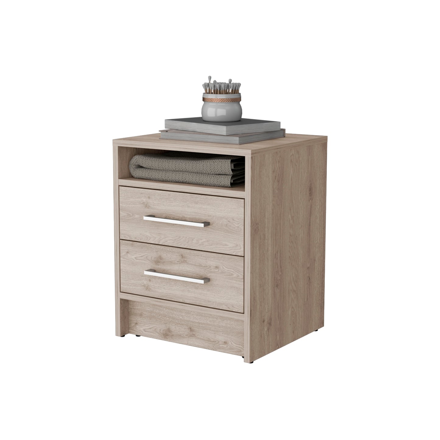 Philadelphia Nightstand, Two Drawers, Concealed Shelf