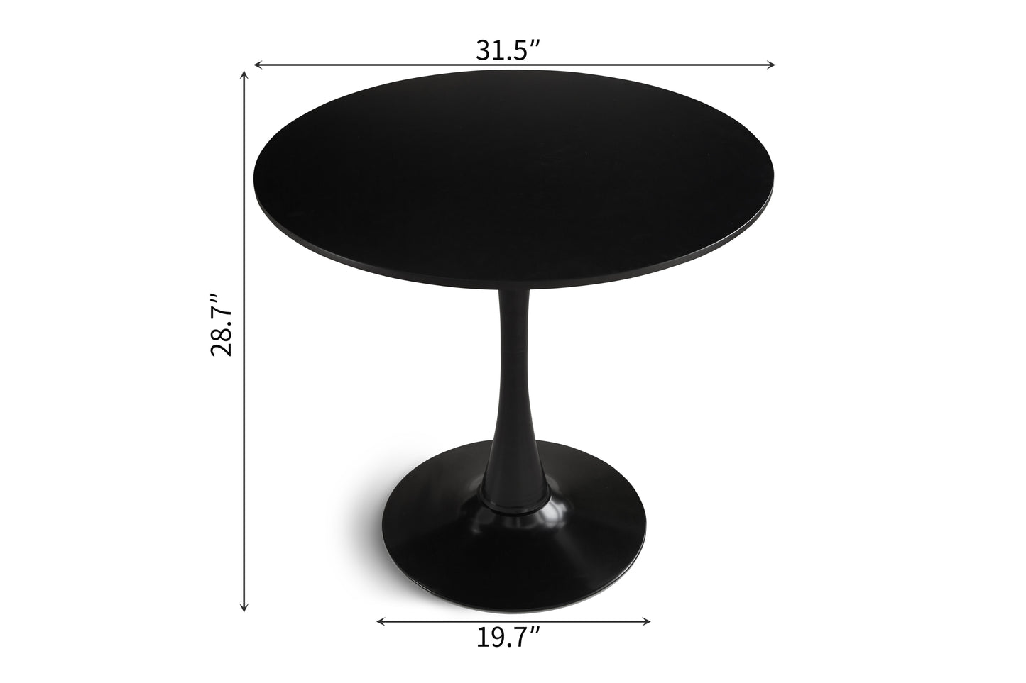 Round Dining Table Small Black Kitchen Table 31.5" in Tulip Design Modern Pedestal Table for Small Space Dining Room 2 to 4 Person