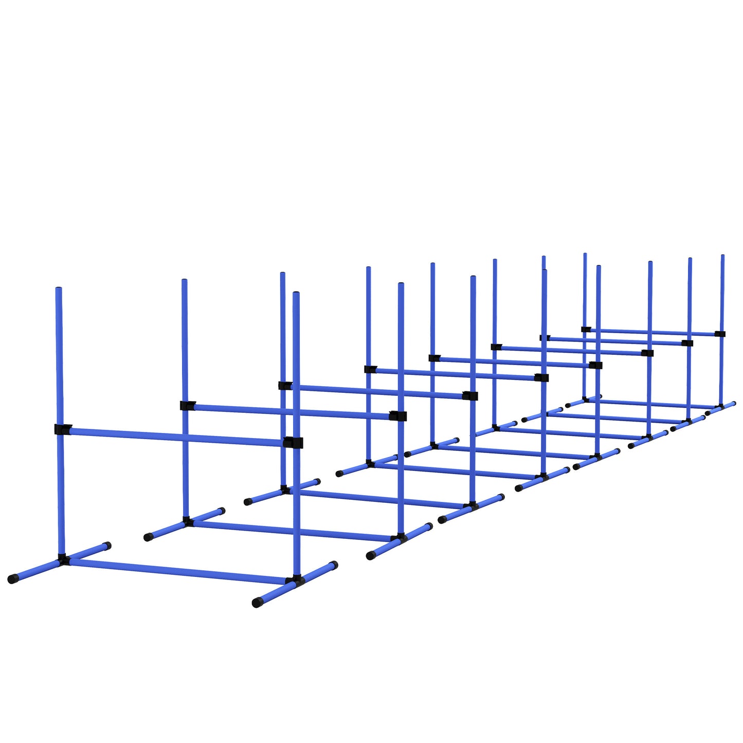 PawHut 8 Piece Dog Agility Training Equipment for Dog Agility Course with Adjustable Height Jump Bars, Included Carry Bag, & Displacing Top Bar, Blue