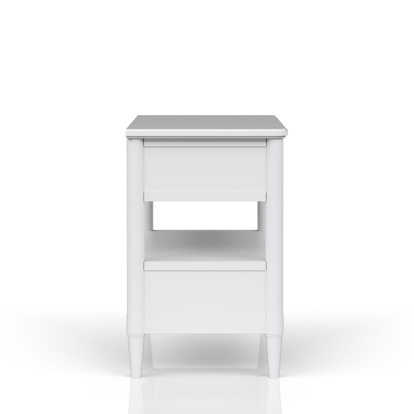 Open Nightstand White Finish With 2 Drawers