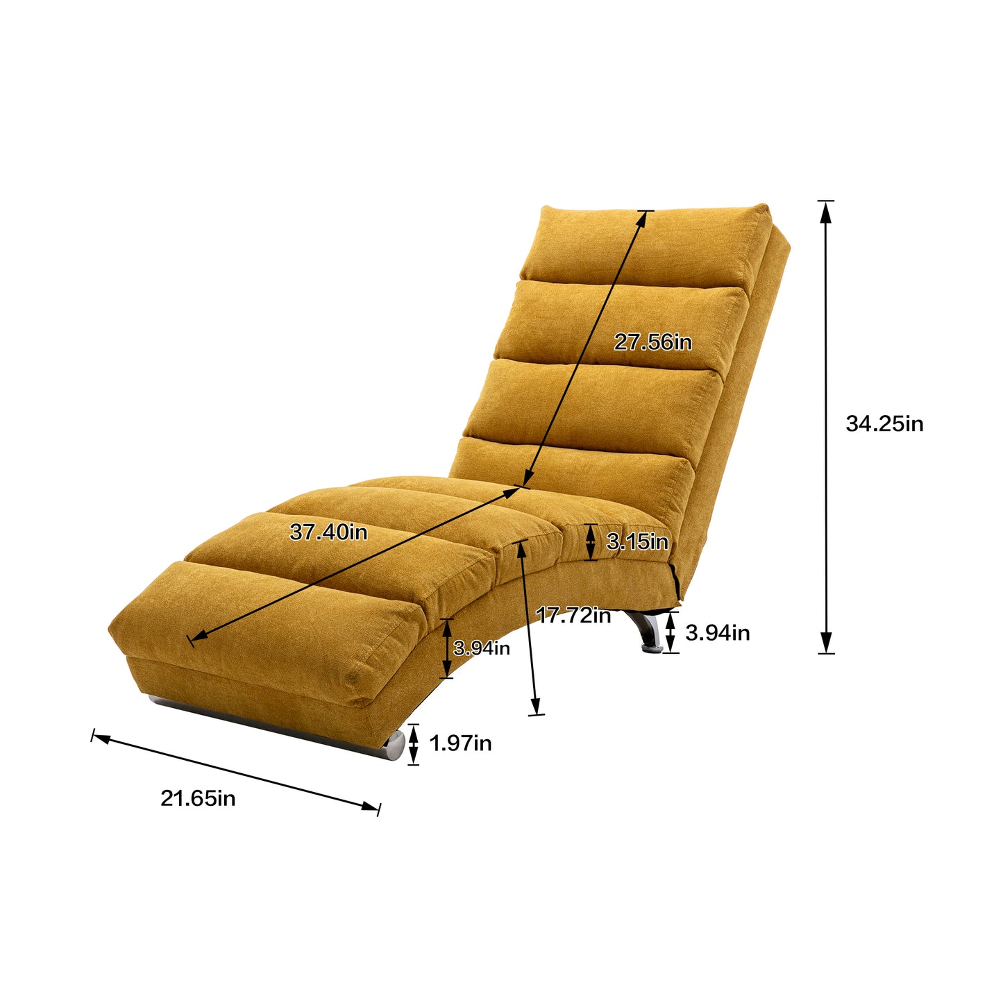 COOLMORE Linen Massage Chaise Lounge Indoor with Remote Control,Ergonomic Electric Massage Long Lounger with 5 Modes for Office, Living Room,Bedroom (Mustard)