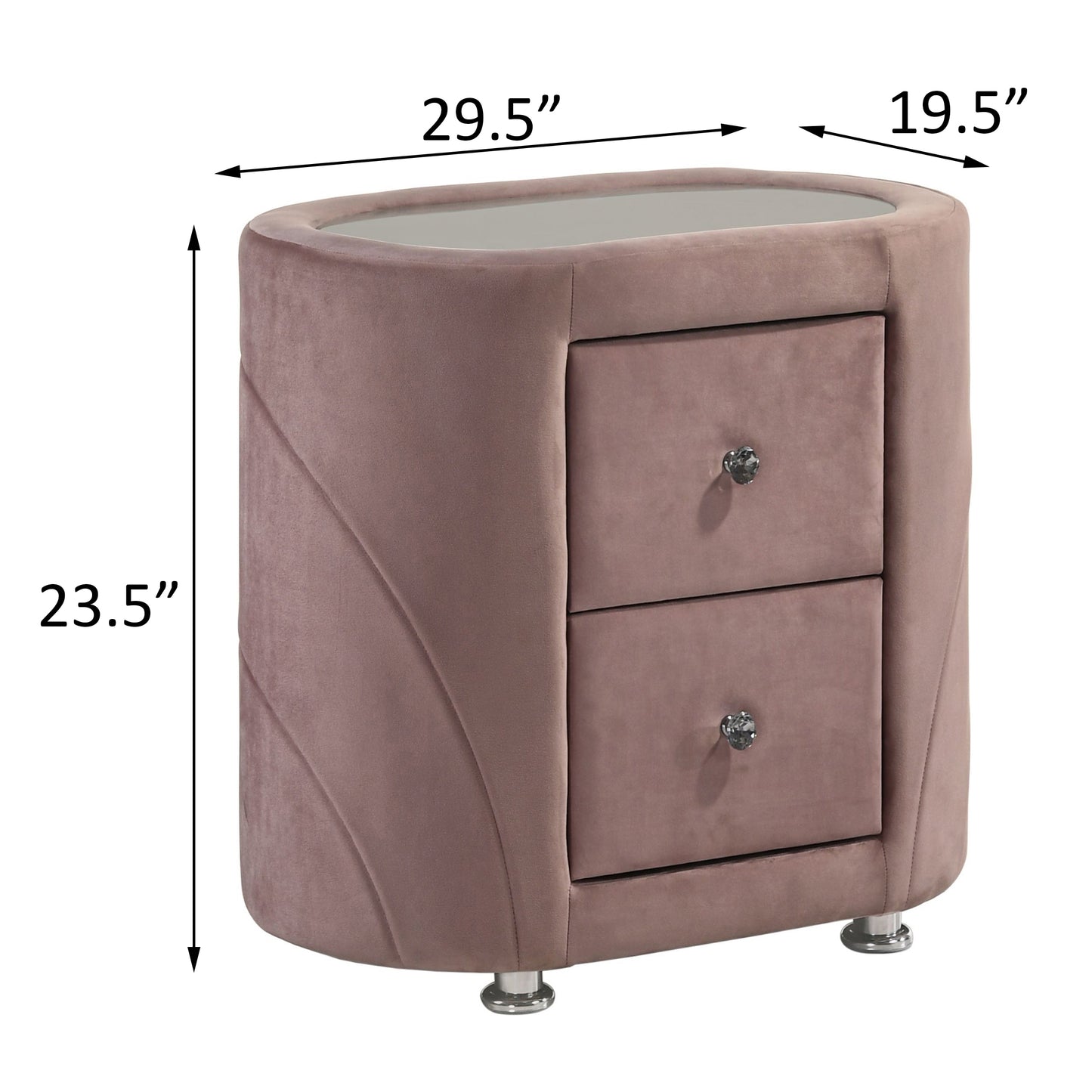 Pink Upholstered 2-drawer Nightstand