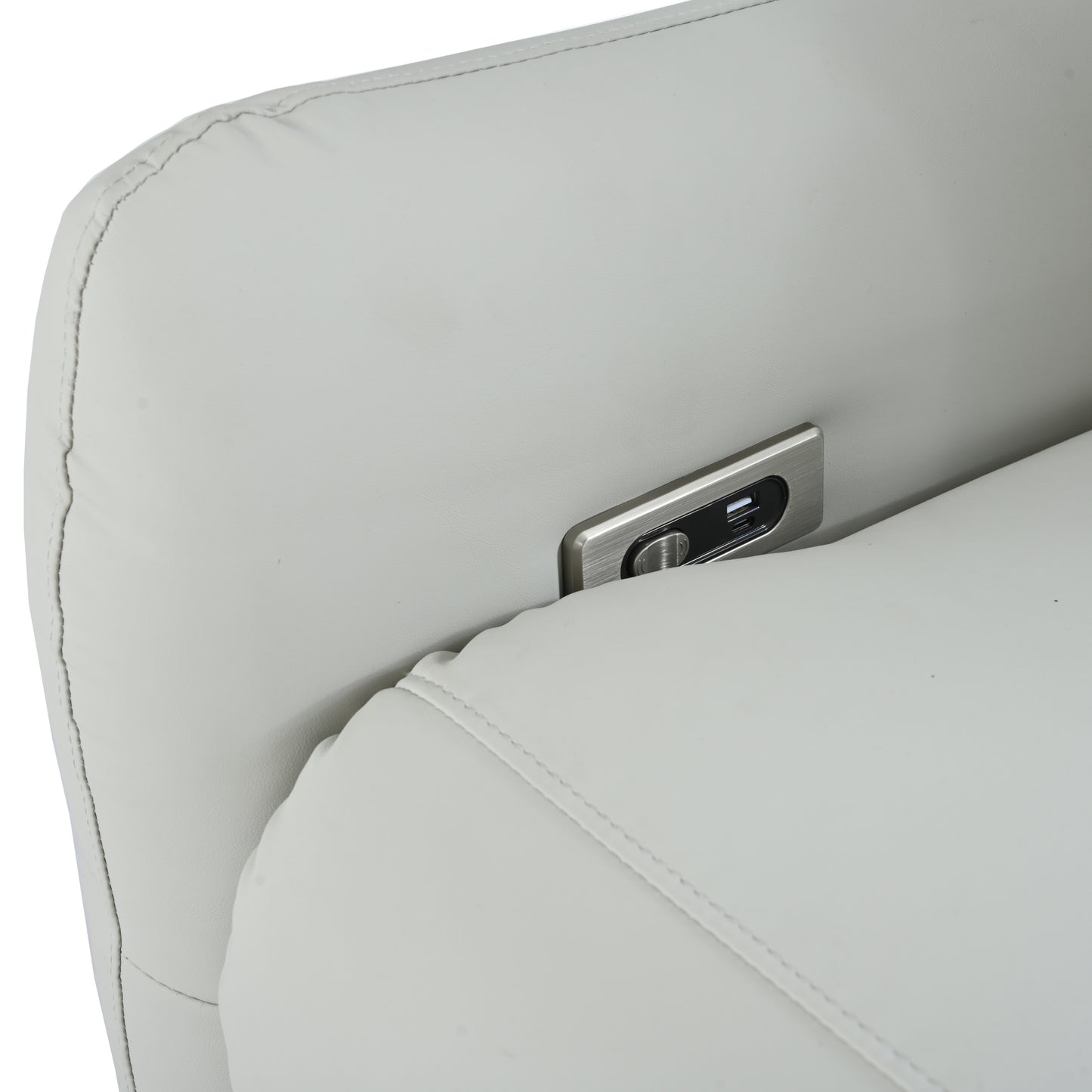 Wall Hugger Recliner,Power Recliner Chair,Electric Recliner for Living Room,PU Leather Reclining Armchair for small space,Reclining Sofa for Bedroom/Apartment/RV,with USB Port(Type-C) (Light Gray)