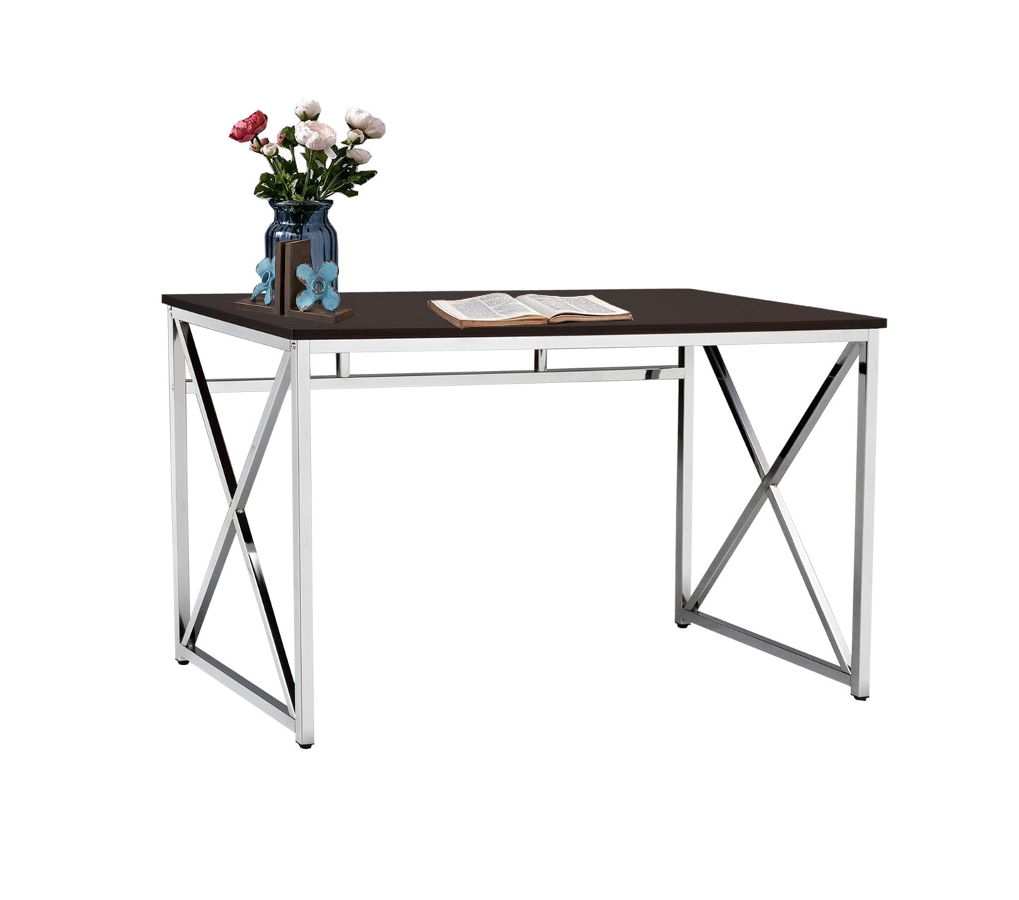 Madison Office Workspace Desk MDF/Chrome In Brown