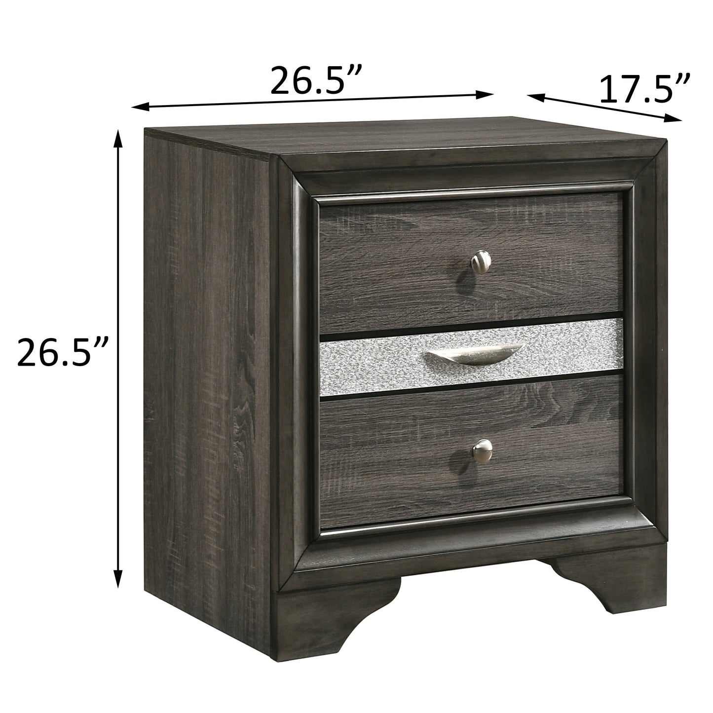 Grey 3-drawer Nightstand