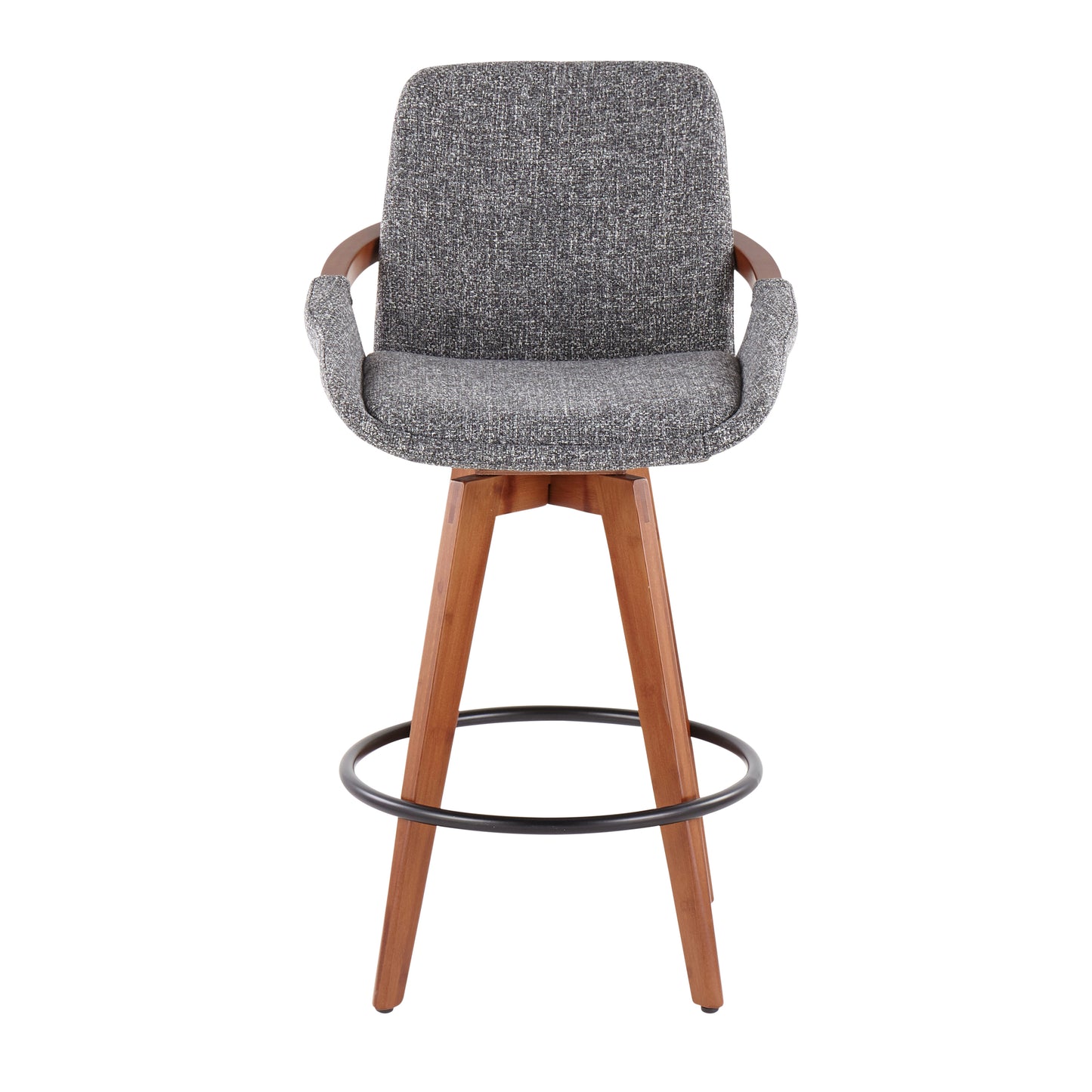 Cosmo Mid-Century Counter Stool in Walnut and Grey Noise Fabric by LumiSource