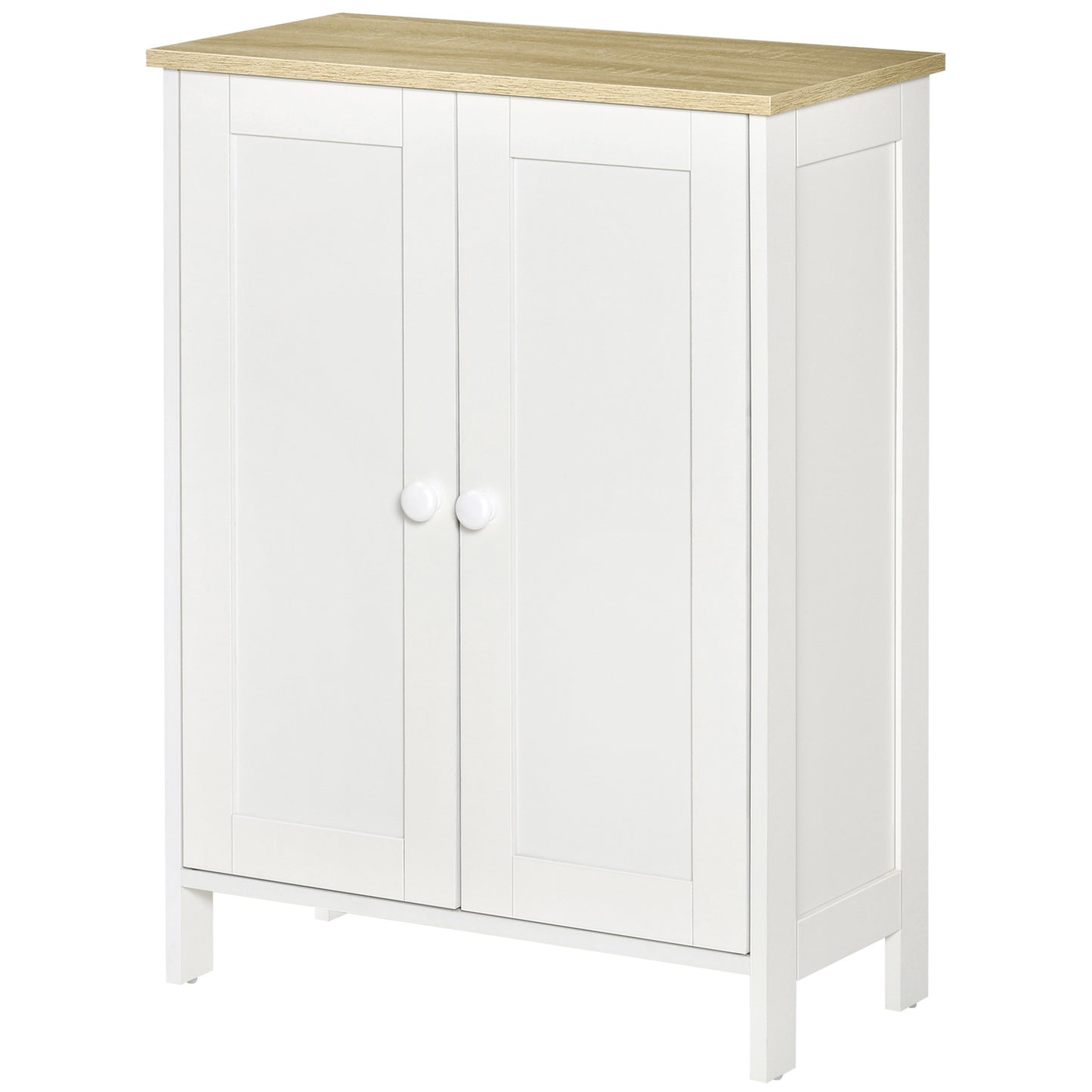 HOMCOM Storage Cabinet, Double Door Cupboard with 2 Adjustable Shelves, for Living Room, Bedroom, or Hallway, White