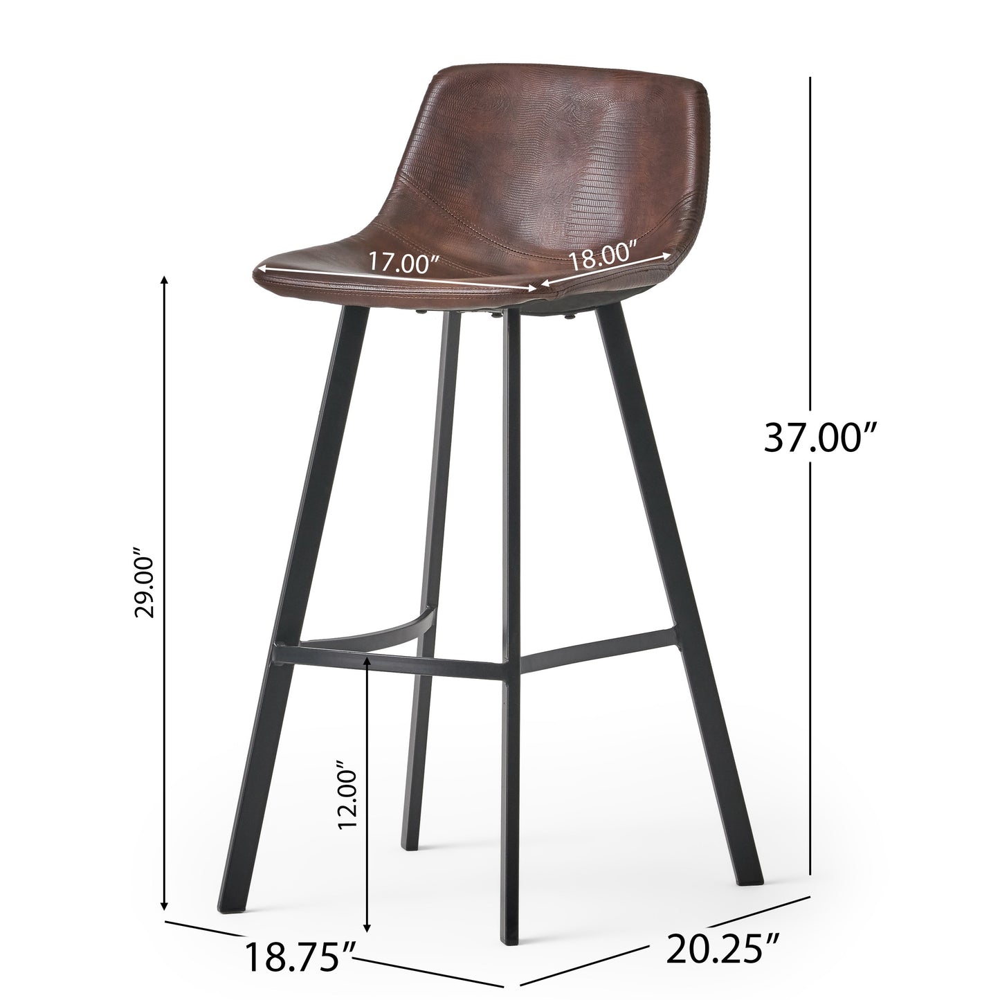 Set of 2 30" Dax Faux Leather Barstool Brown