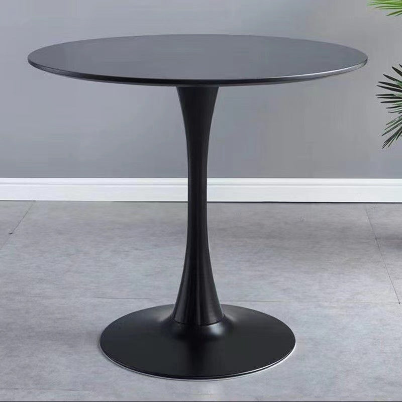 Black Round Table, Modern Dining Table, MDF Top and Steel Base Tulip Round Kitchen Table, Mid Century Coffee Table for Living Room 24 Inch, Xmas Christmas Gift