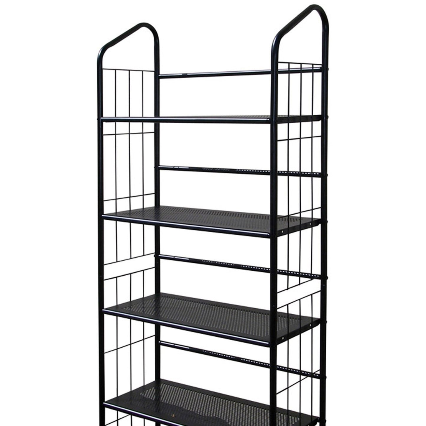 64" Tall 5-Tier Corner Metal Bookcase / Book Shelf, Black finish
