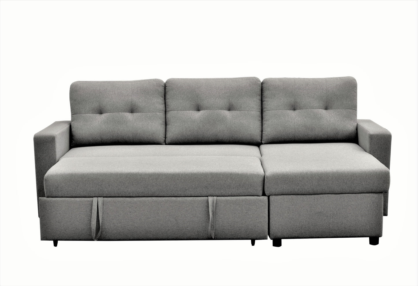 Container Furniture Direct Convertible L-Shaped Sectional Sleeper Sofa Bed, Stylish Apartment Furniture, Saving Pull Out Couch for Small Spaces and Living Rooms, Grey