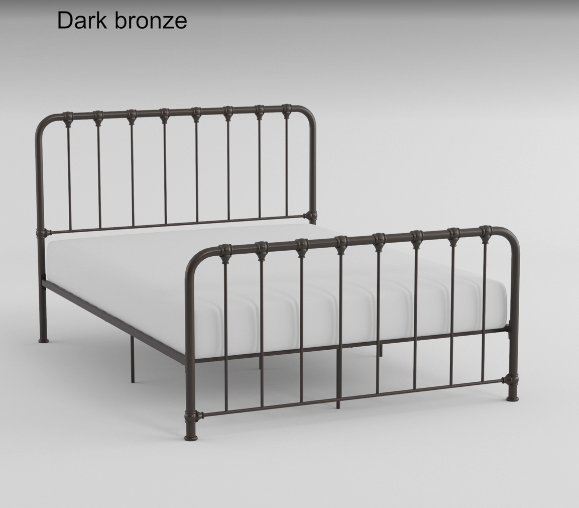 Metal Bed Dark Bronze Finish Twin Platform Bed 1pc, Bed in a Box