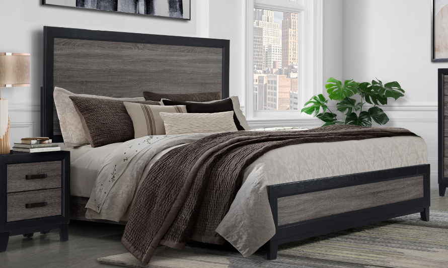 SOLUTO GREY AND BLACK TWIN BED
