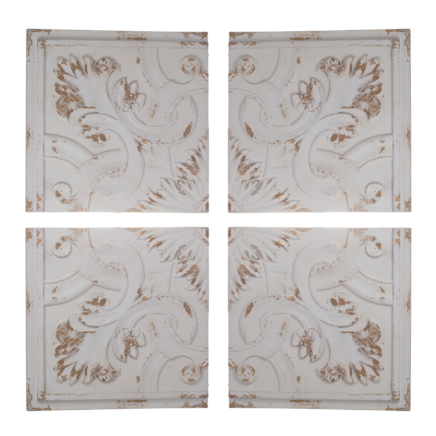 S/4 Distressed Wooden Square Wall Panels, 17.5x17.5'