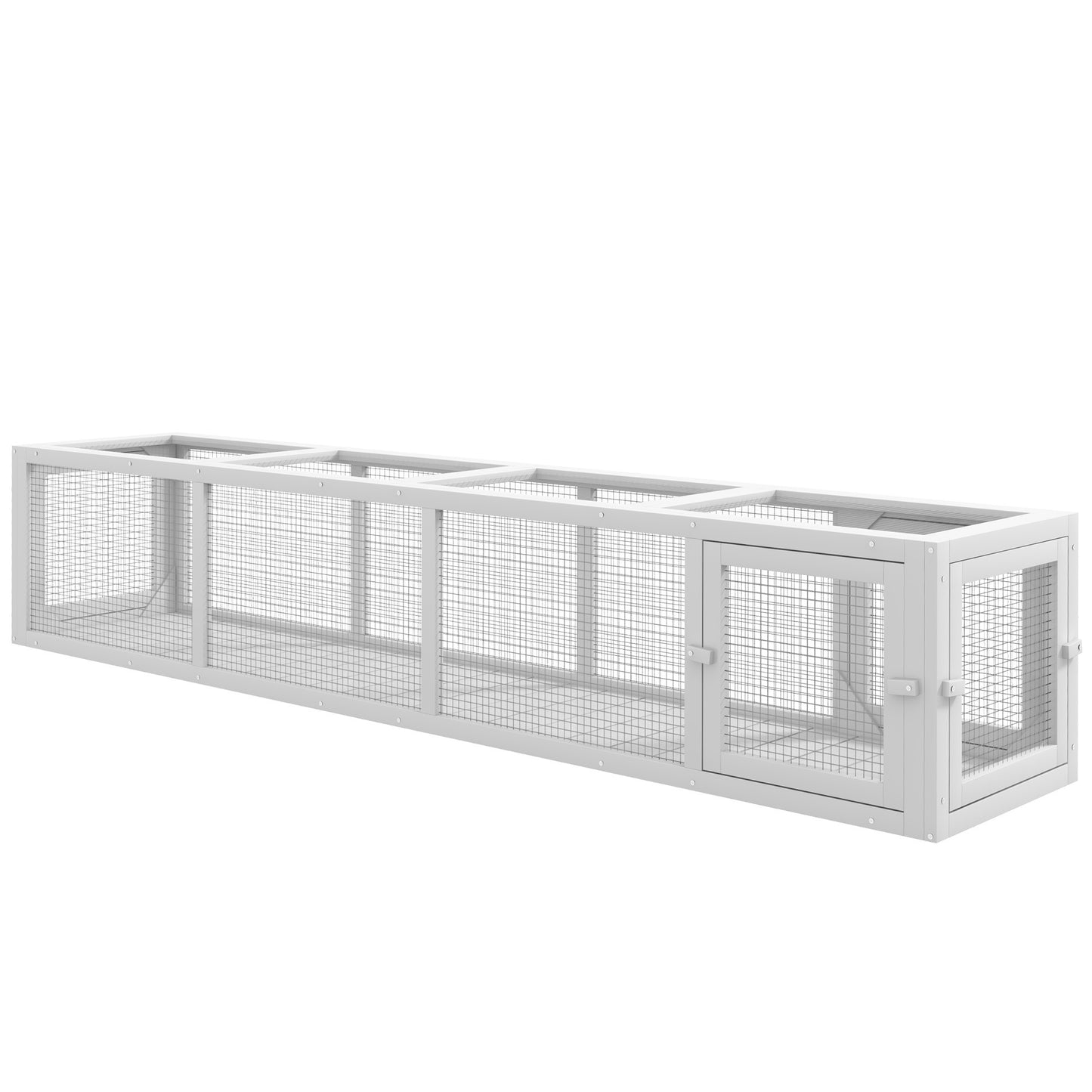 PawHut Outdoor Cat Tunnel with Extendable Design, 79" L Wooden Cat Run with Weather Protection, Connecting Inside and Outside, for Deck Patios, Balconies, White