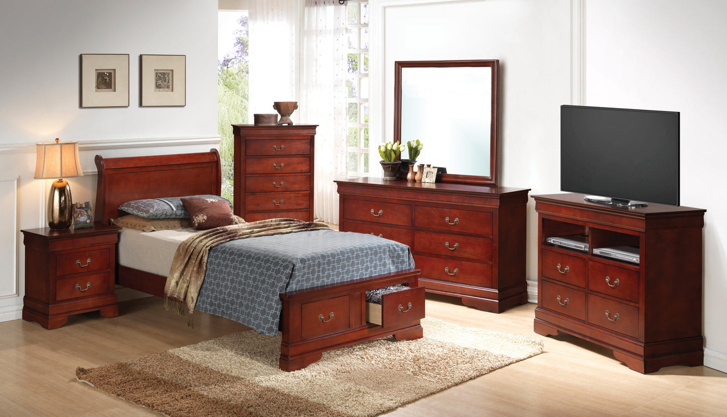 Elegant Cherry Wood Twin Storage Bed