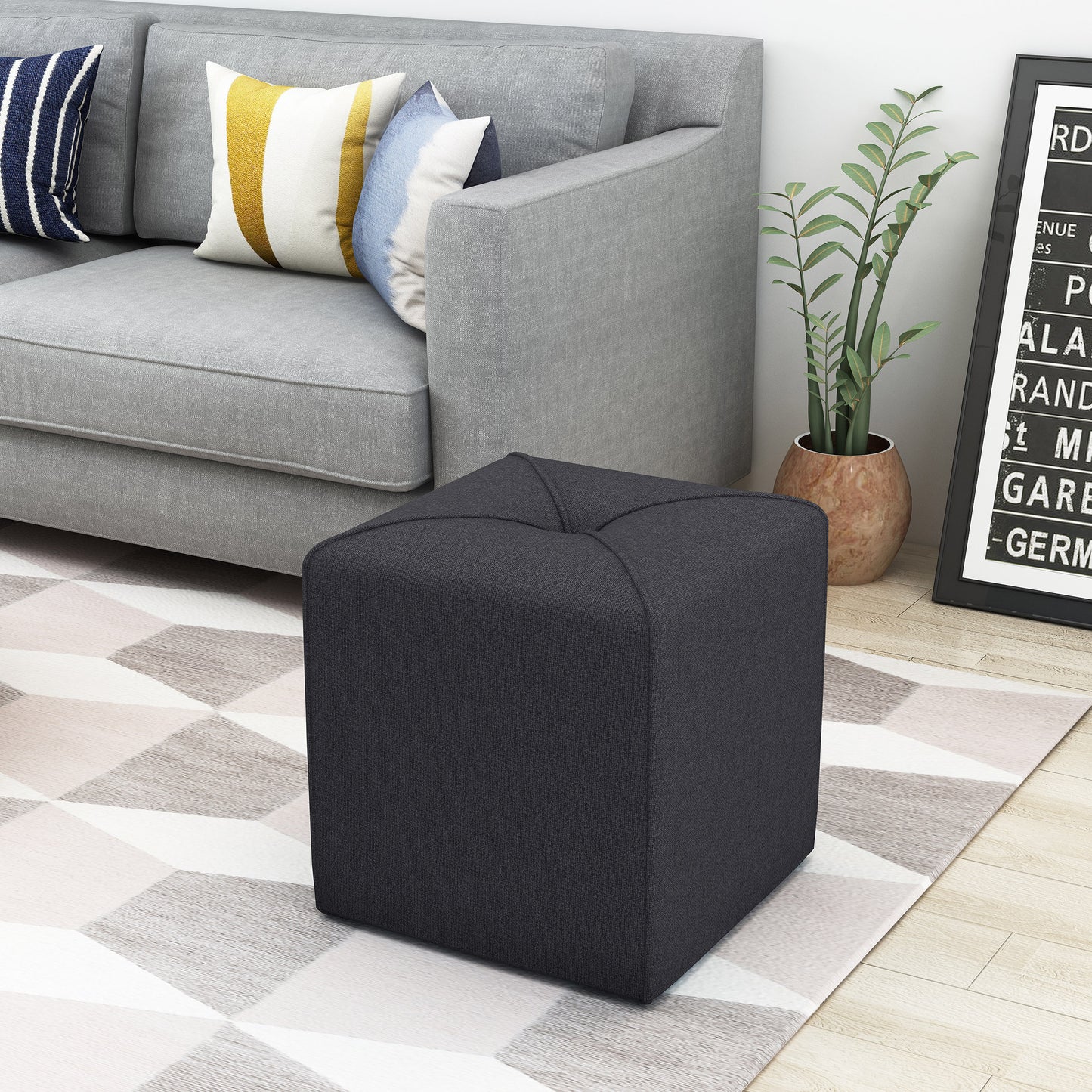 Dark Charcoal Ottoman