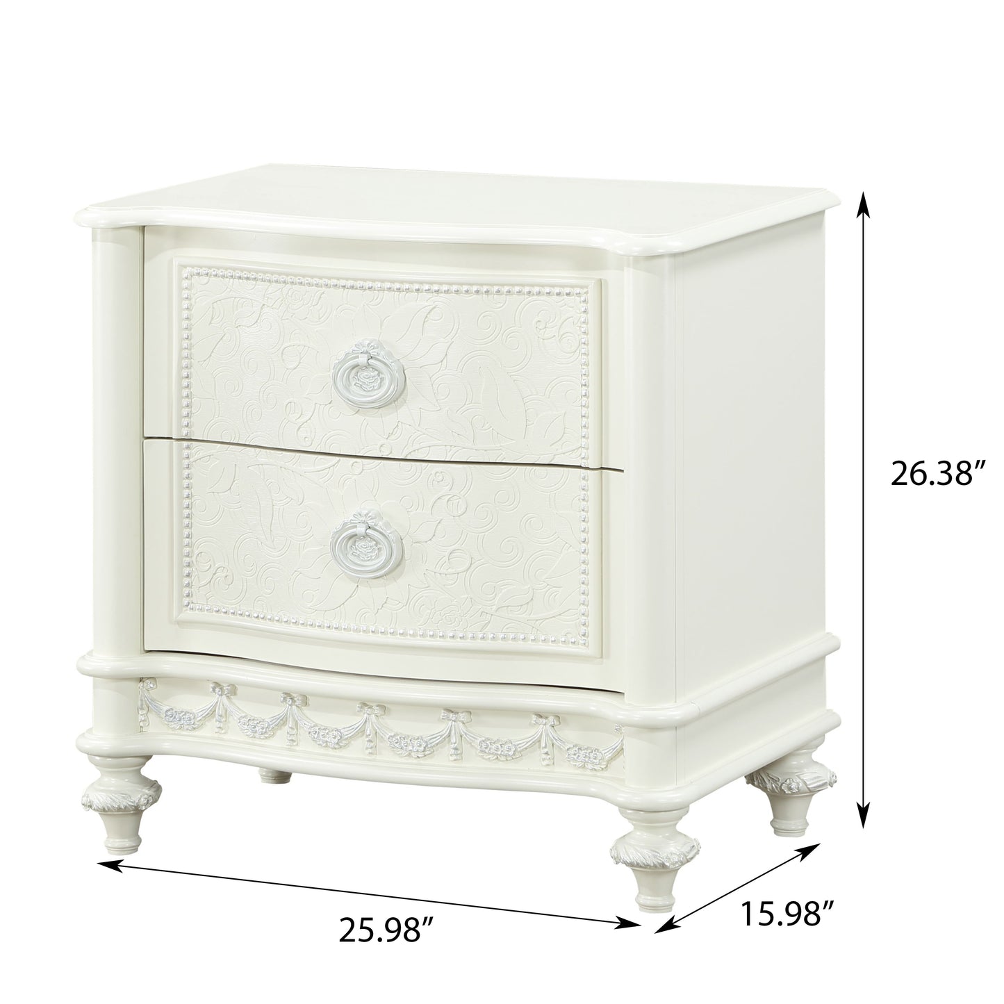 Ivory 2-Drawer Nightstand