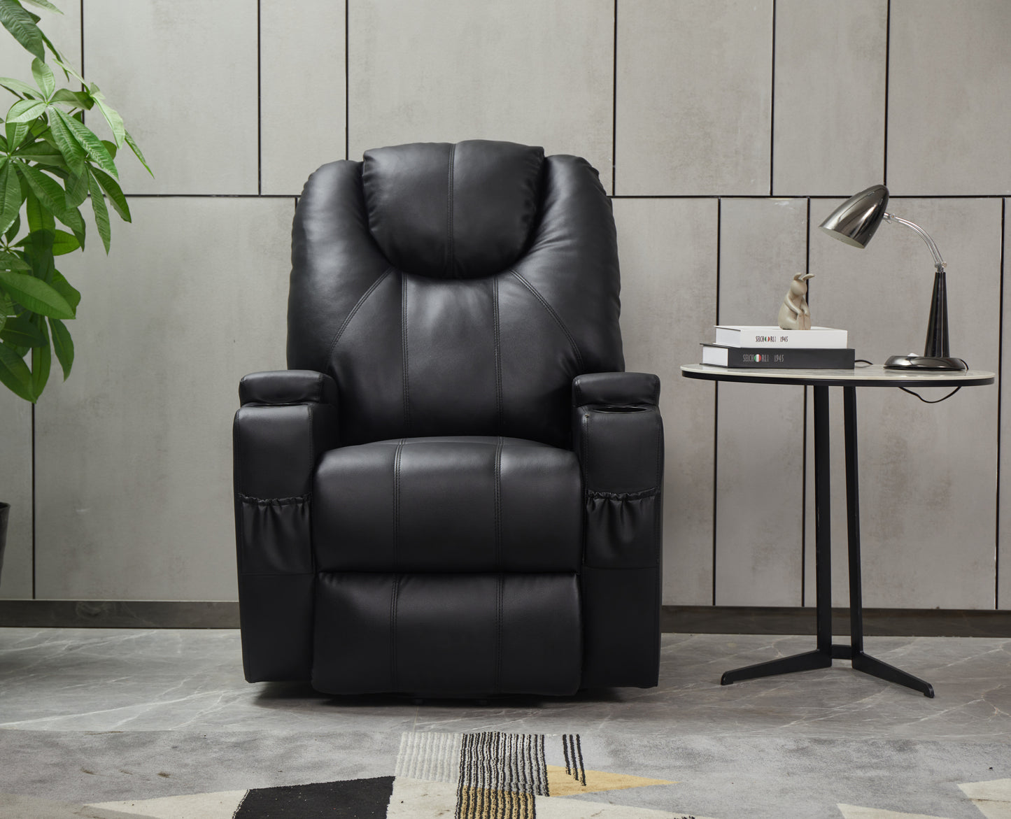 Recliner Chair Modern Recliner Sofa Faux Leather Recliners with Cup Holders,Remote Control