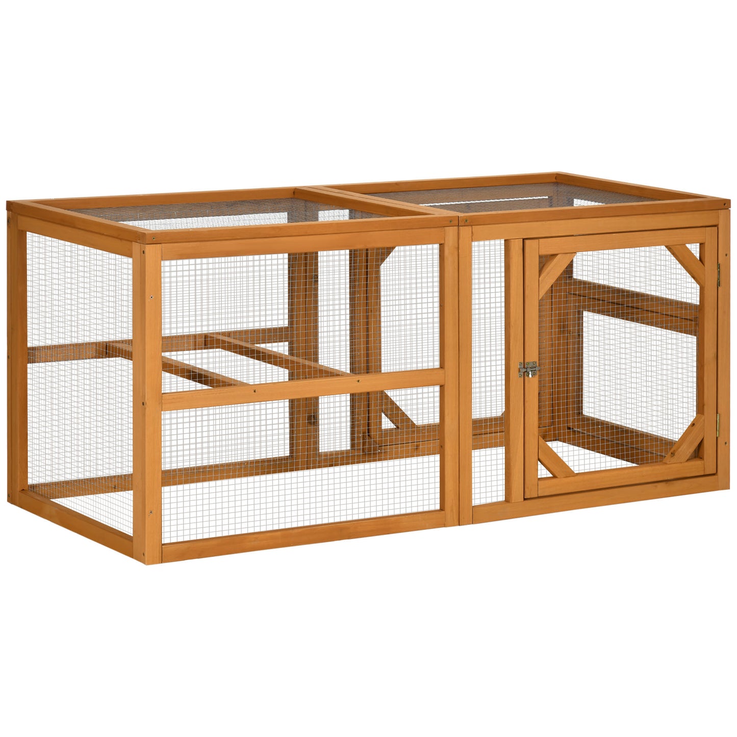PawHut 55' Wooden Chicken Coop Add-on Expansion, Mini Chicken Coop Outdoor Chicken Run Hen House with Combinable Design