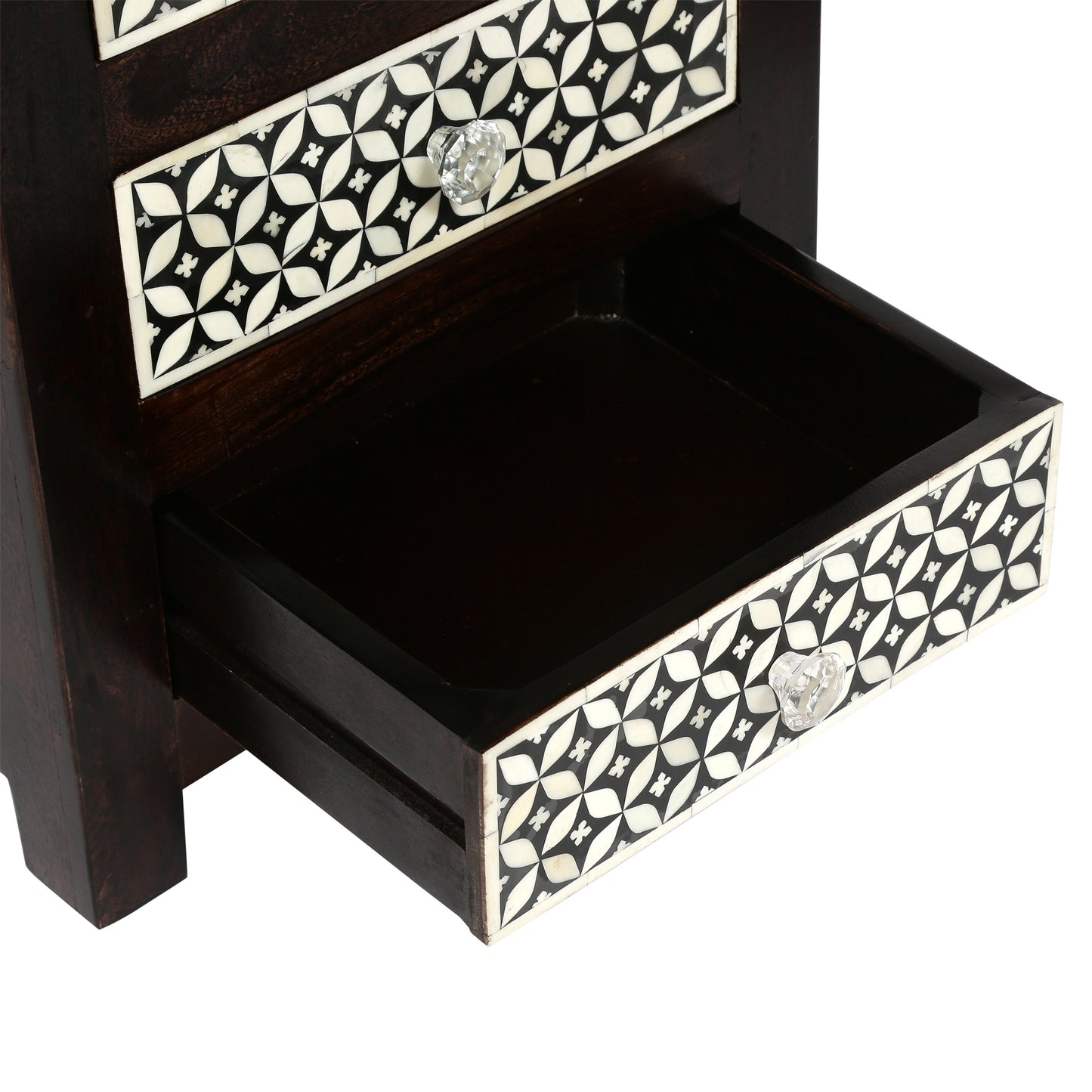 WOODEN 3 DRAWER BONE FITTED NIGHTSTAND