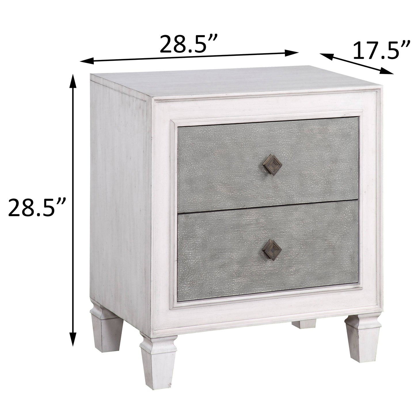 Rustic Grey and Weathered White 2-drawer Nightstand