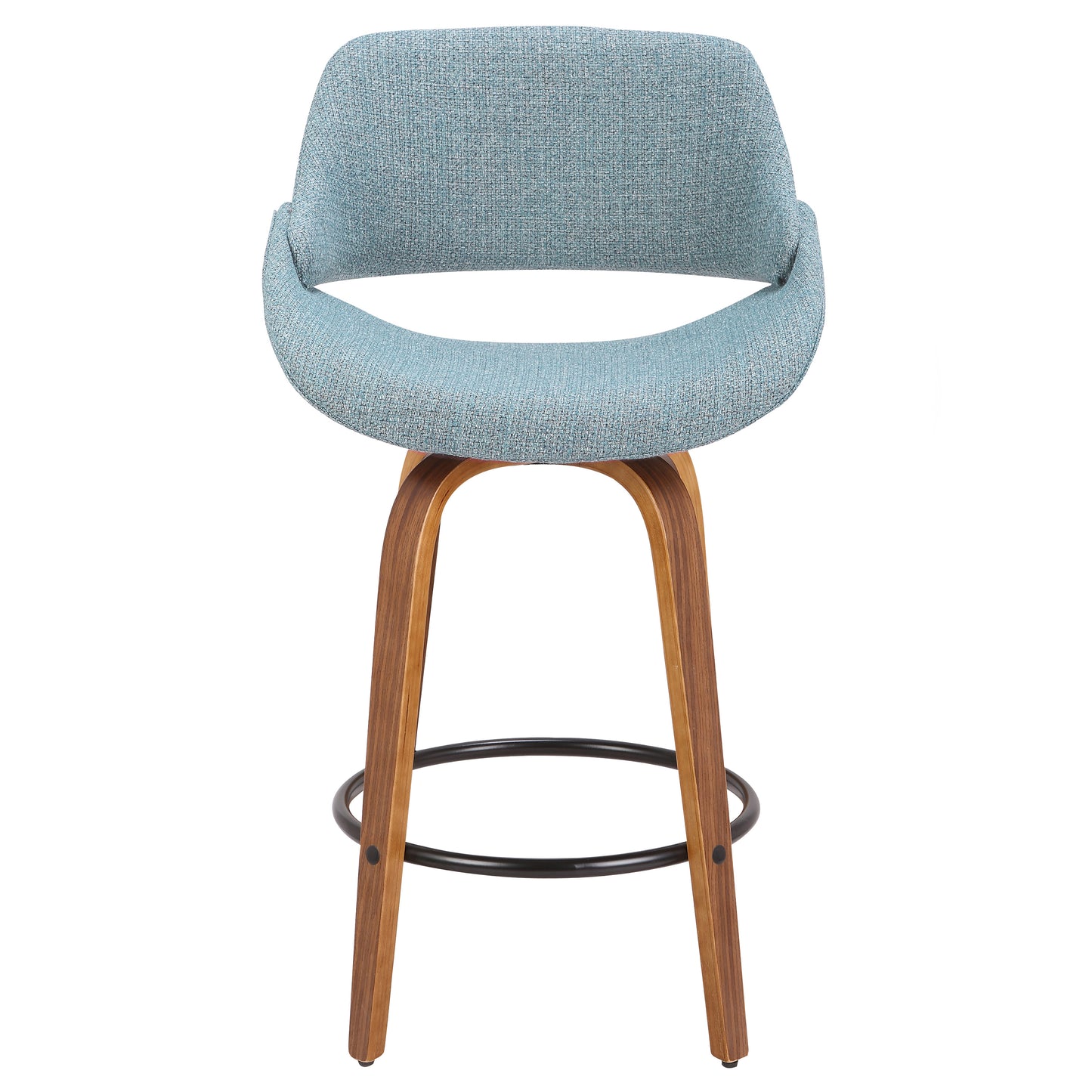 Fabrico Mid-Century Modern Counter Stool in Walnut and Blue Noise Fabric by LumiSource