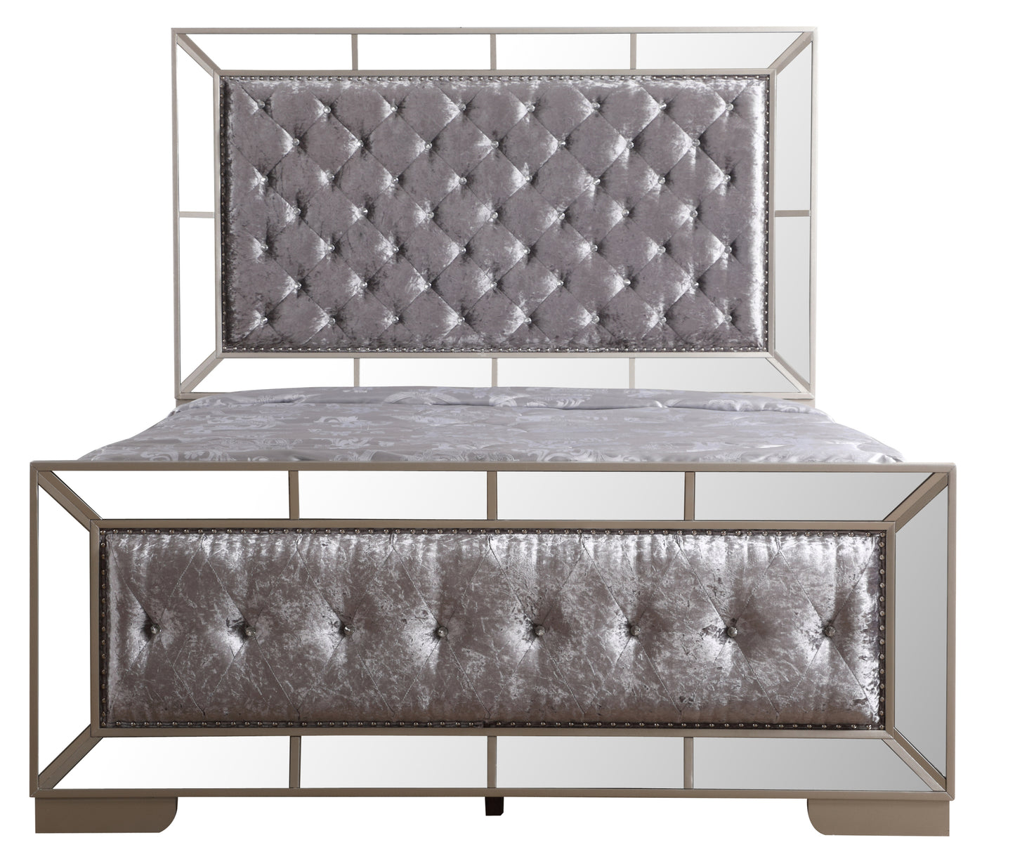 Sleek Silver Champagne Contemporary Bed